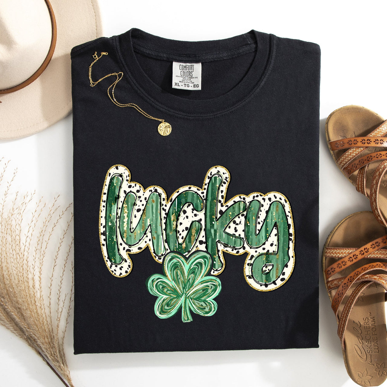 Lucky Leprechaun Dalmatian Print St Patrick's Day Shamrock Clover Limited Edition Comfort Colors Tee