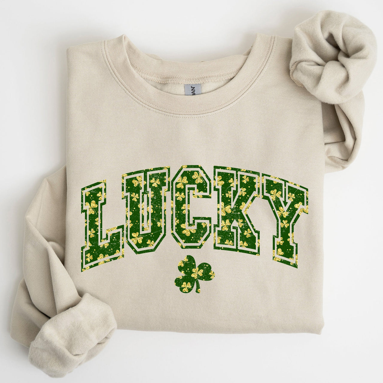 Lucky Glitter Shamrock Vintage St Patrick's Day Festive Irish Pride Cozy Casual Sweatshirt