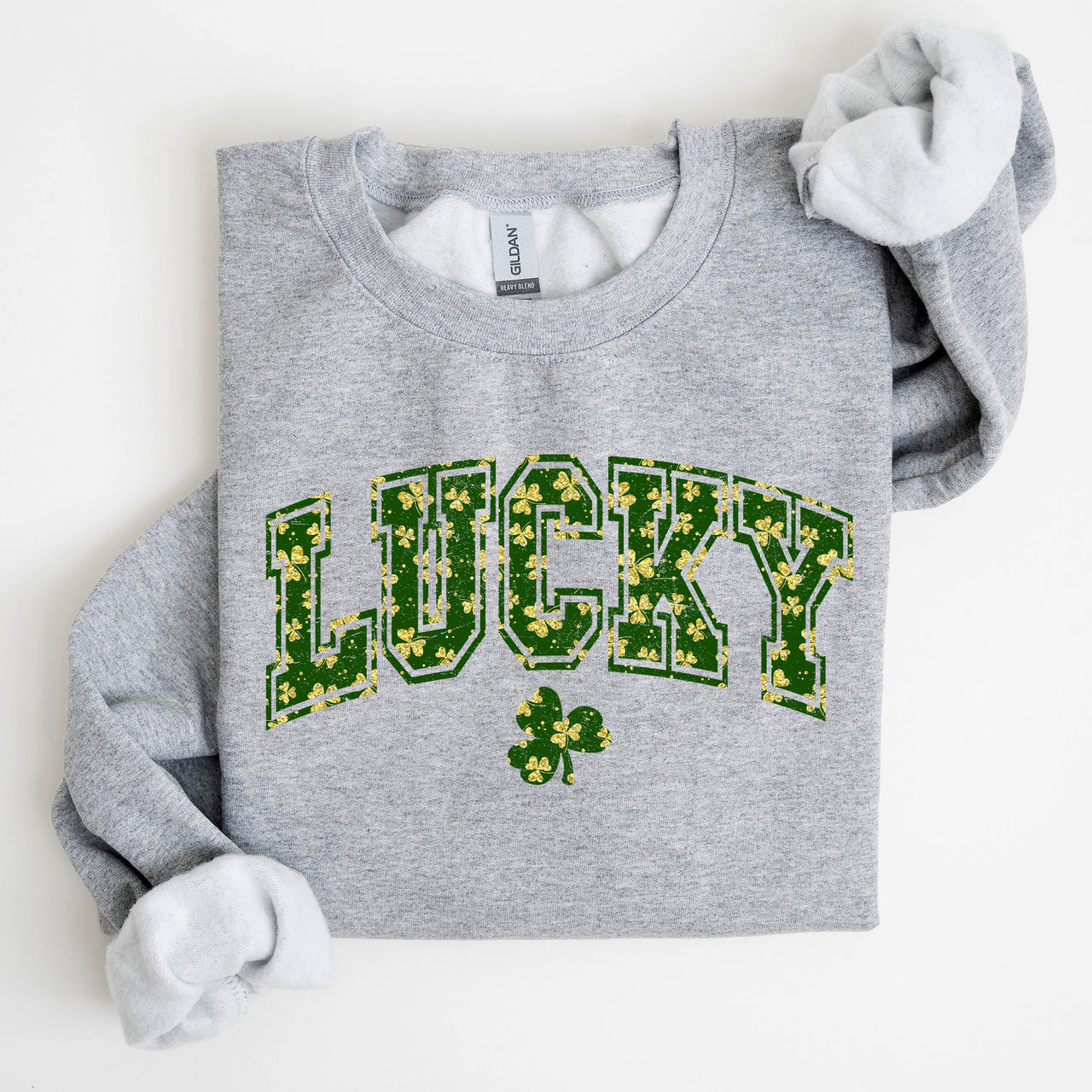 Lucky Glitter Shamrock Vintage St Patrick's Day Festive Irish Pride Cozy Casual Sweatshirt