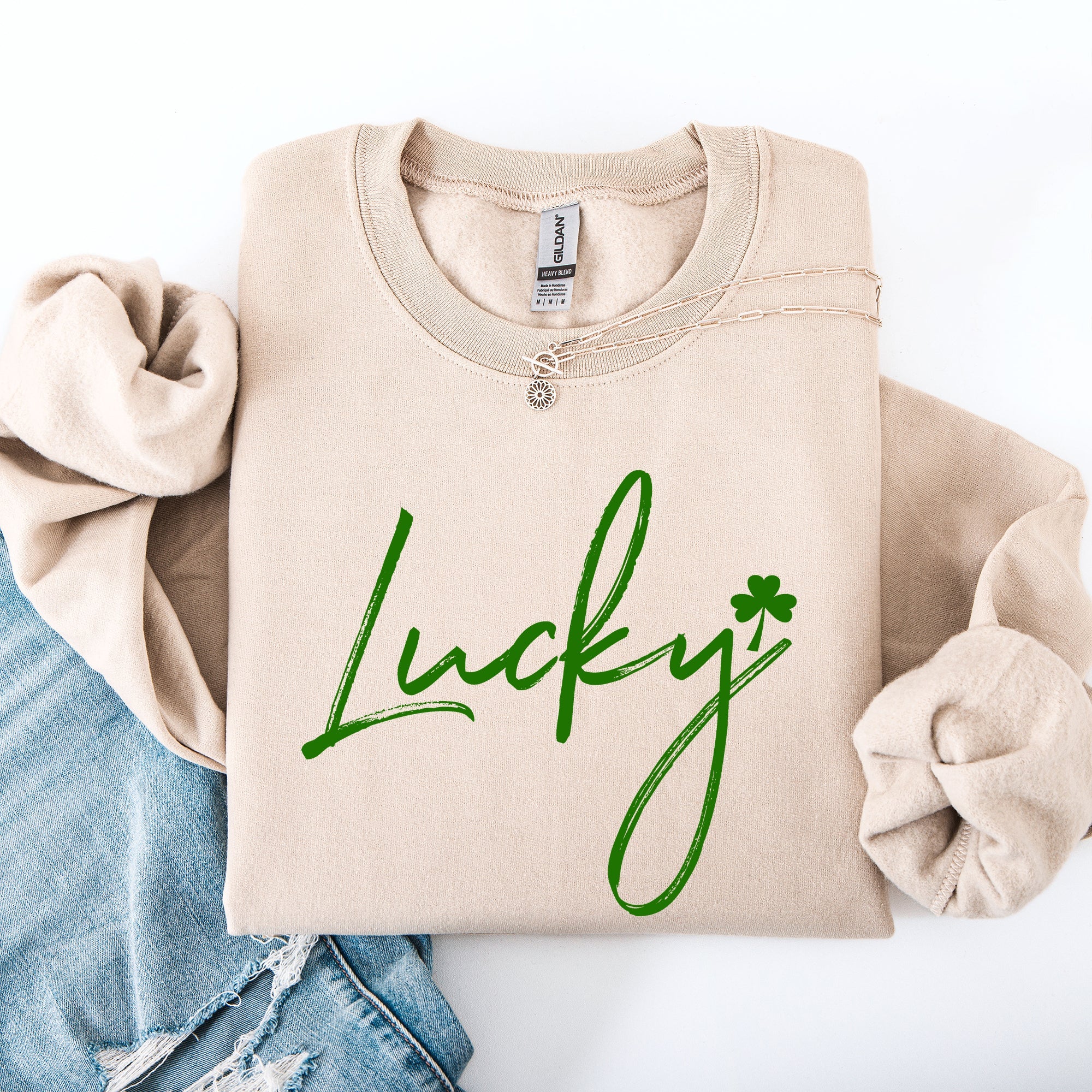 Lucky Minimalist St Patrick's Day Shamrock Clover Leprechaun Festive Cozy Sweatshirt