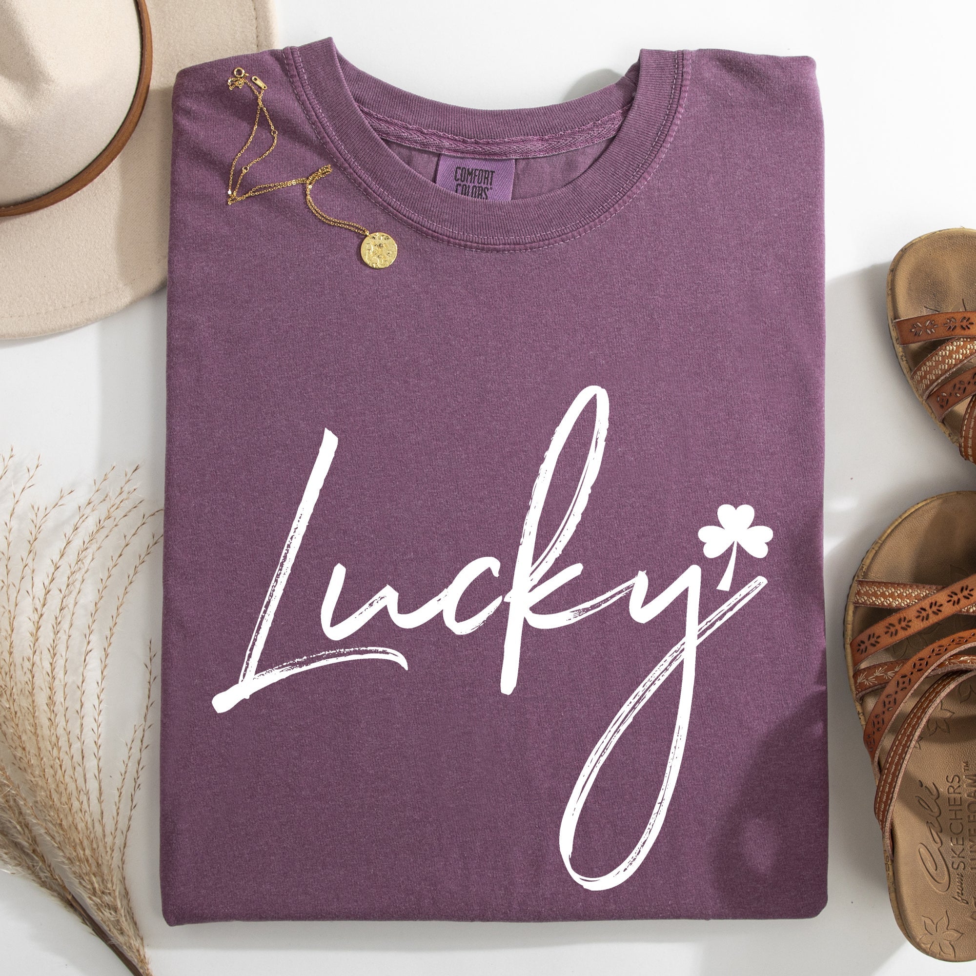 Lucky Minimalist Shamrock Leprechaun St Patrick's Day Edition Comfort Colors Tee