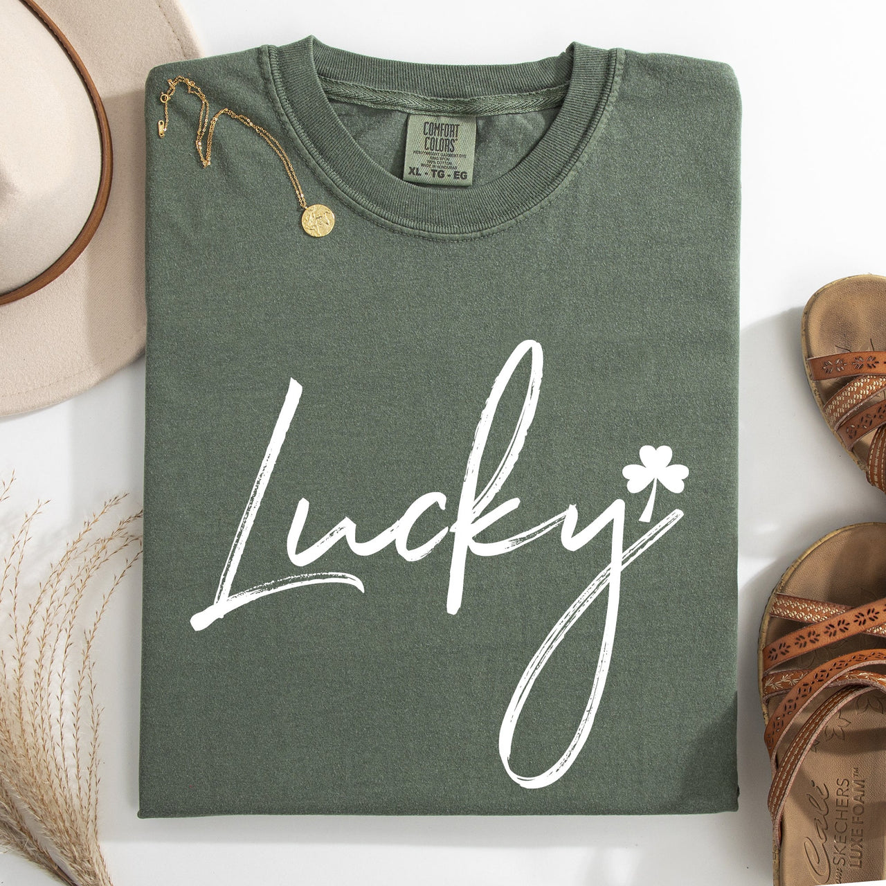 Lucky Minimalist Shamrock Leprechaun St Patrick's Day Edition Comfort Colors Tee