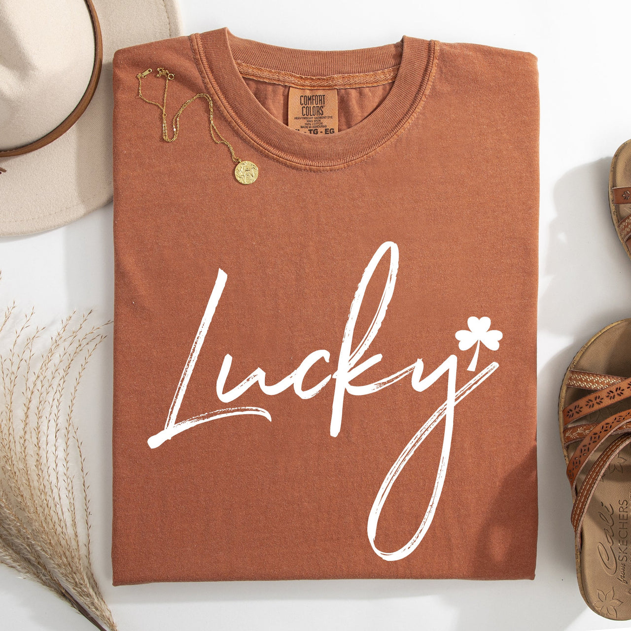 Lucky Minimalist Shamrock Leprechaun St Patrick's Day Edition Comfort Colors Tee