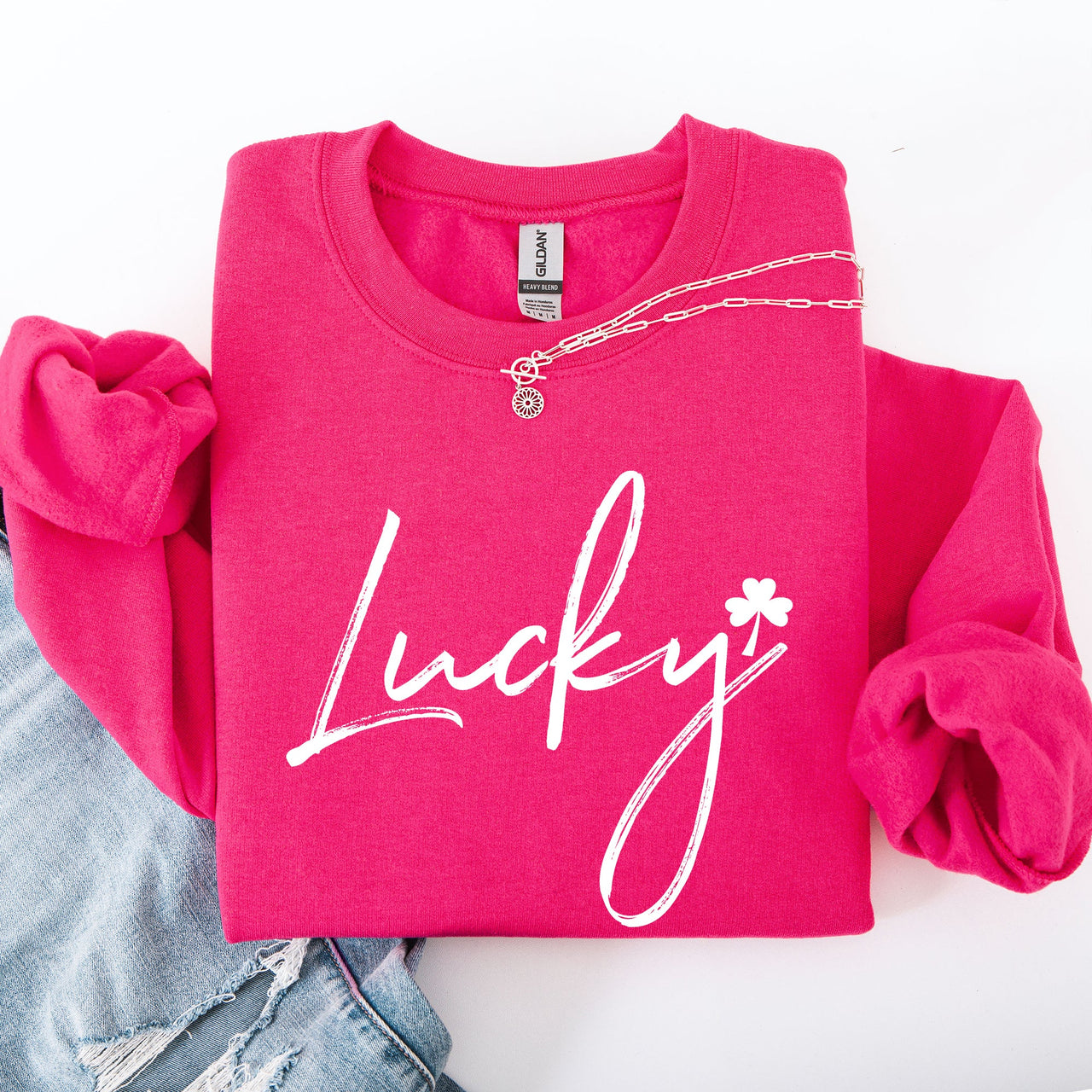 Lucky Minimalist St Patrick's Day Shamrock Clover Leprechaun Festive Cozy Sweatshirt