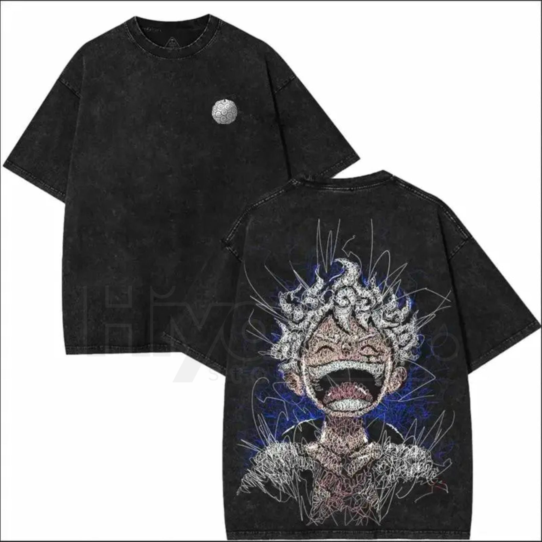 Luffy JoyBoy Gear 5 T-Shirt – One Piece Vintage Acid Wash Oversized Anime Tee