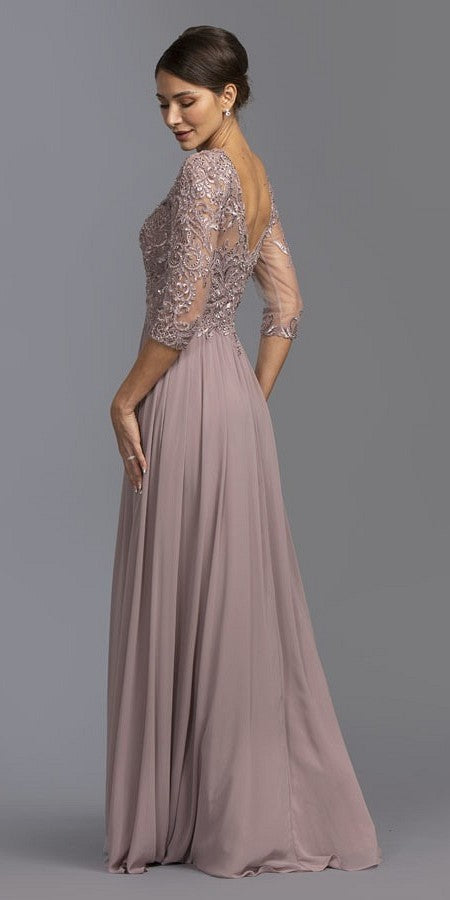 CLEARANCE - Aspeed M2340 Appliqued Mid-Length Long Formal Dress (Size Large)