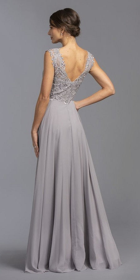 CLEARANCE - Aspeed USA M2341 Sleeveless Appliqued Long Dress (Size M)
