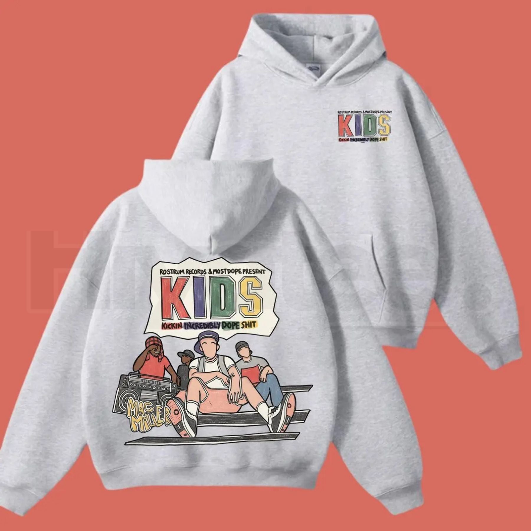 Mac Miller KIDS Album Hoodie – Vintage 2-Sided Print Hip Hop, Streetwear Pullover, Graphic Music Fan Gift