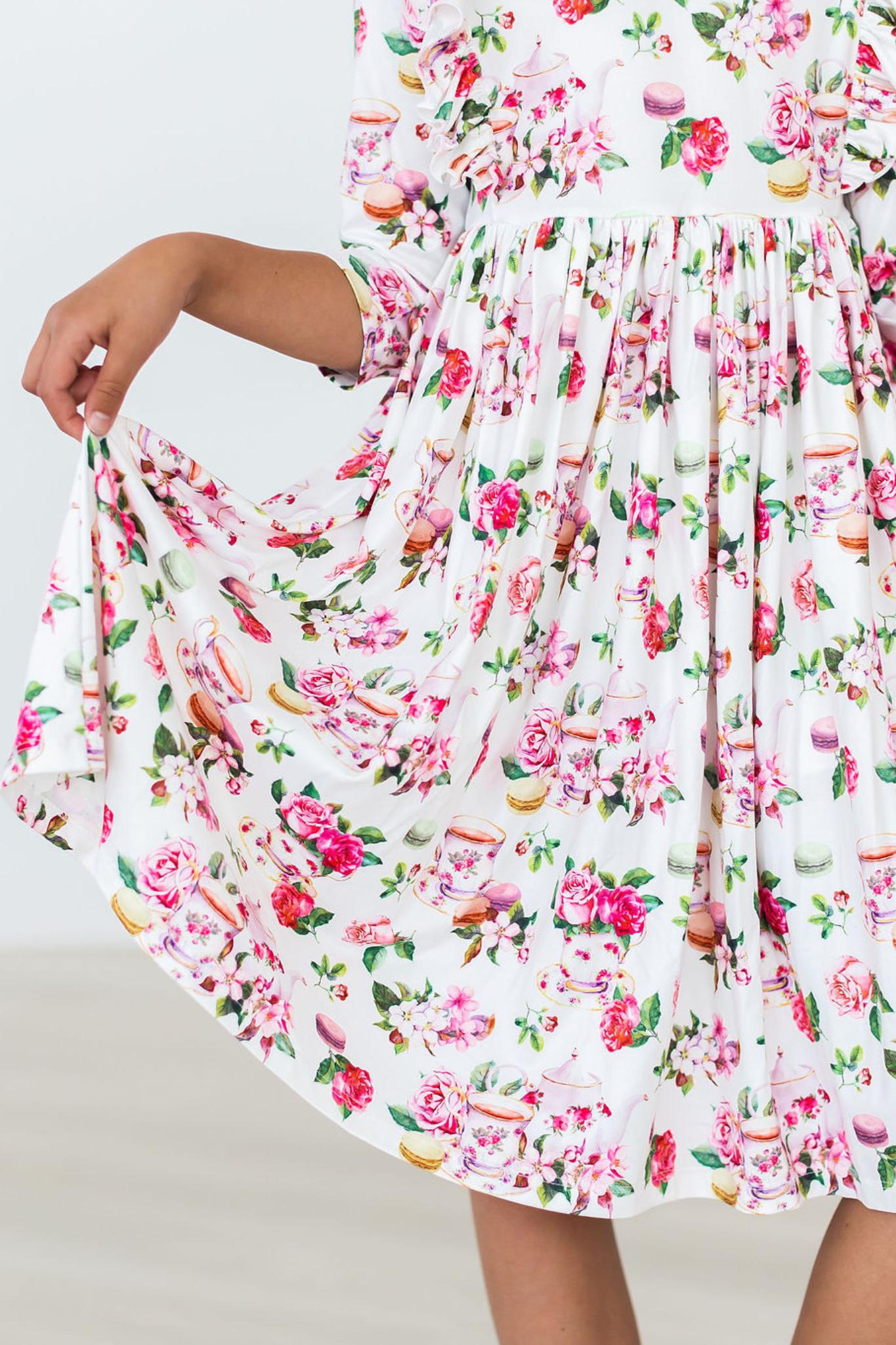 SALE Macarons & Tea Ruffle Twirl Dress