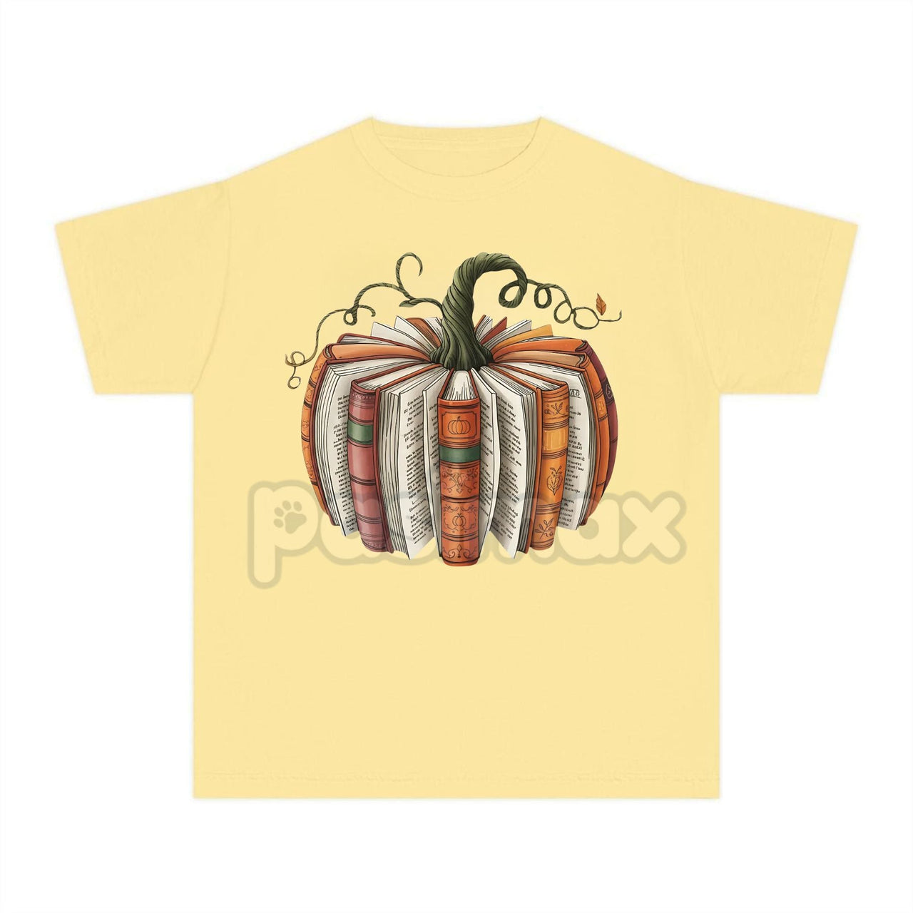 'Made With Books' Fall Pumpkin T-shirt – Book Lover Gift, Librarian Tee, Teacher School Shirt, Cozy Autumn Apparel