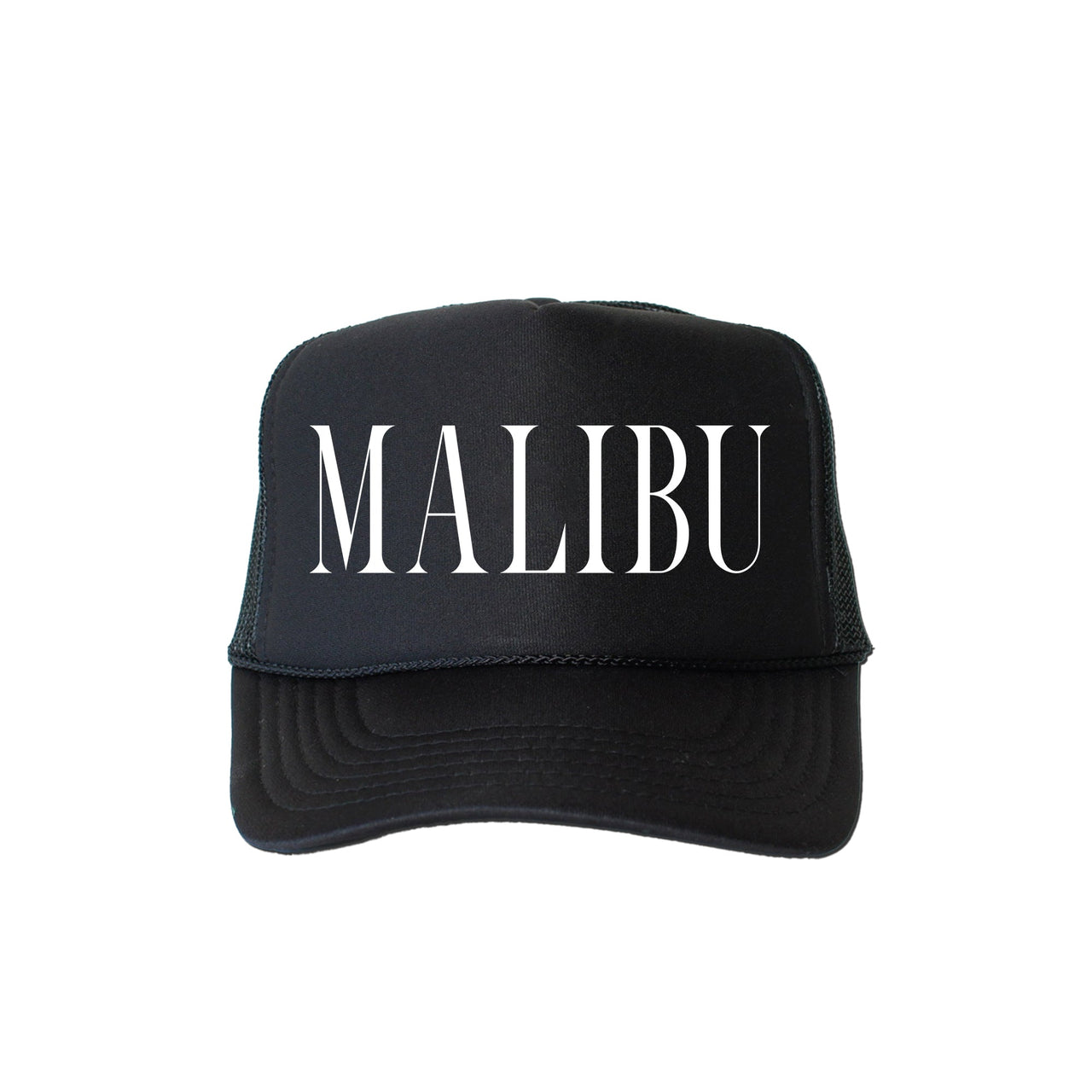 Malibu Sassy Funny Coastal Vibes Beachside Humor Sunshine Lovers Daydreamers Trucker Hat