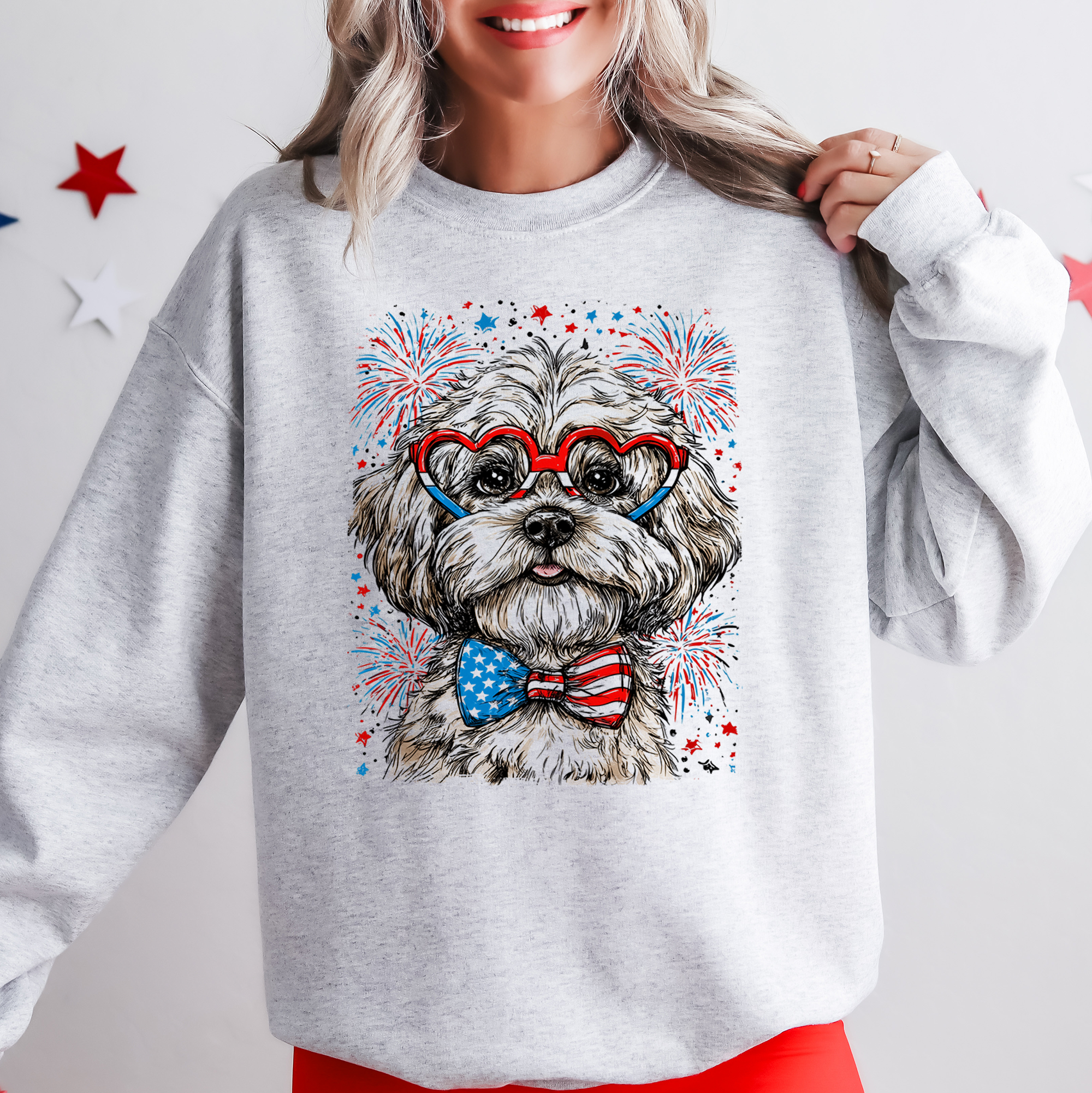 Maltese Patriotic Dog USA 4th Of July Celebration Pet Lover Pride Cozy Warm Classic Sweatshirt