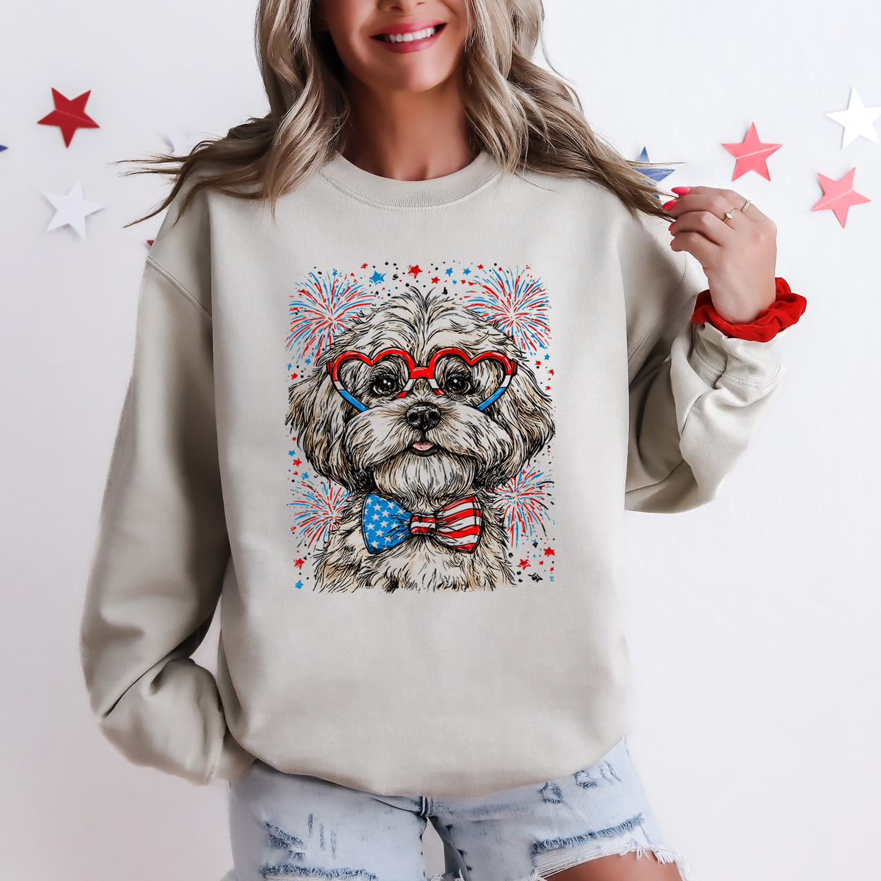 Maltese Patriotic Dog USA 4th Of July Celebration Pet Lover Pride Cozy Warm Classic Sweatshirt