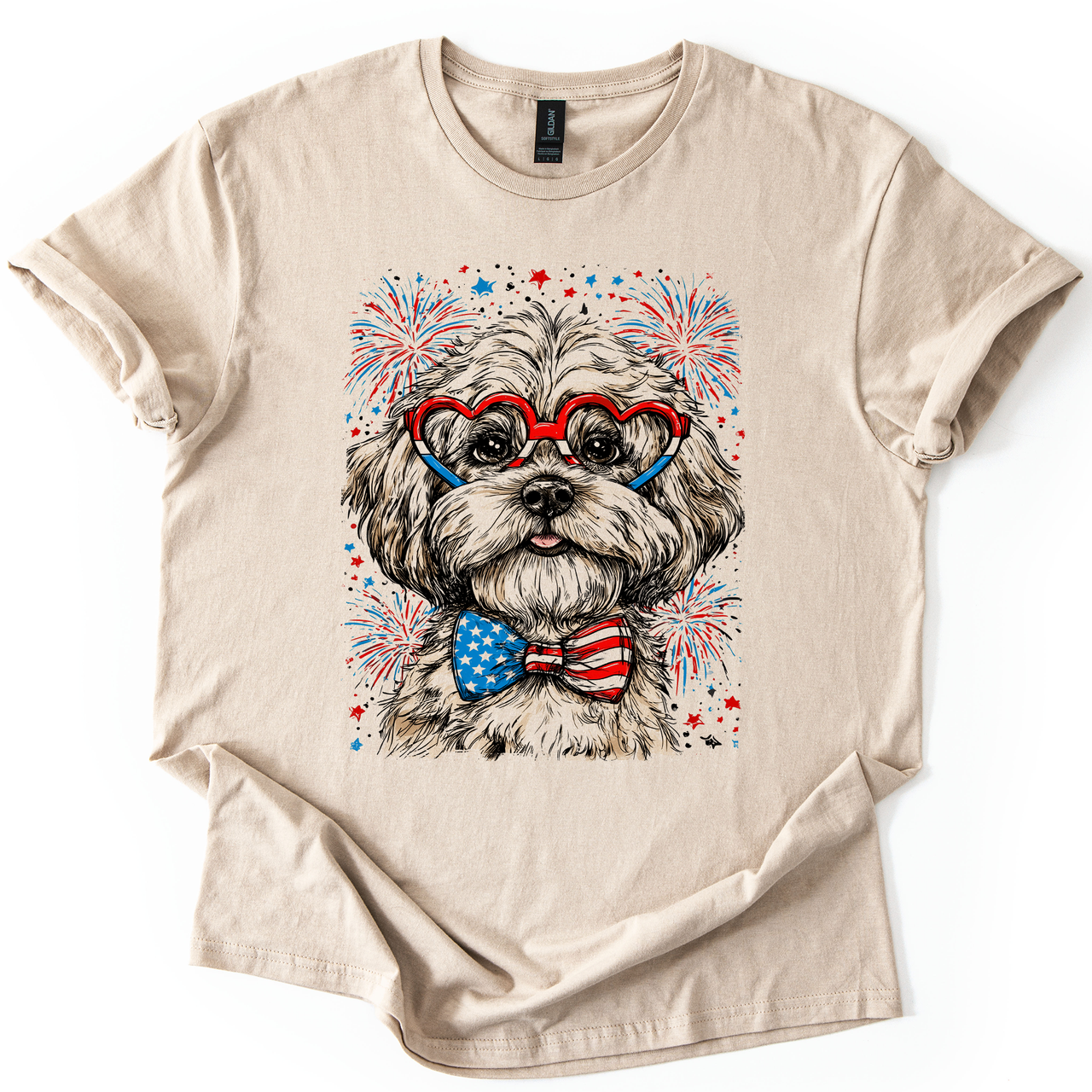 Maltese Patriotic Dog USA Flag Pride 4th of July Pet Lover American Spirit Graphic Tee