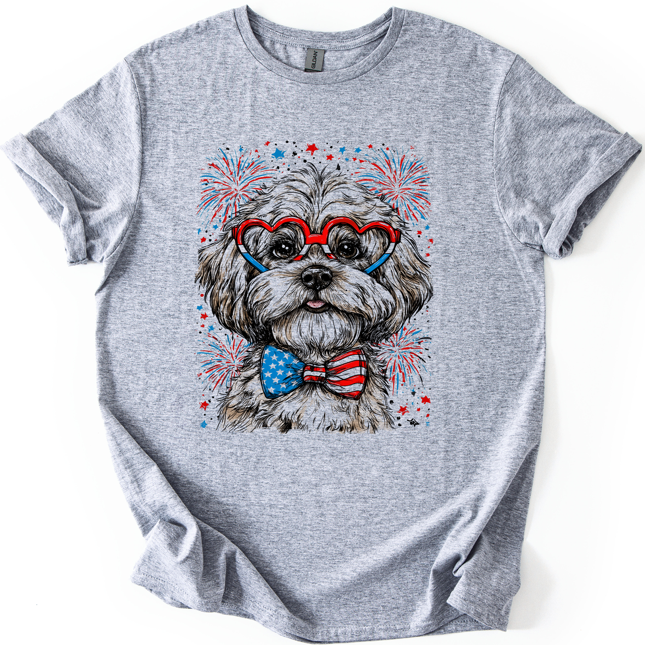 Maltese Patriotic Dog USA Flag Pride 4th of July Pet Lover American Spirit Graphic Tee
