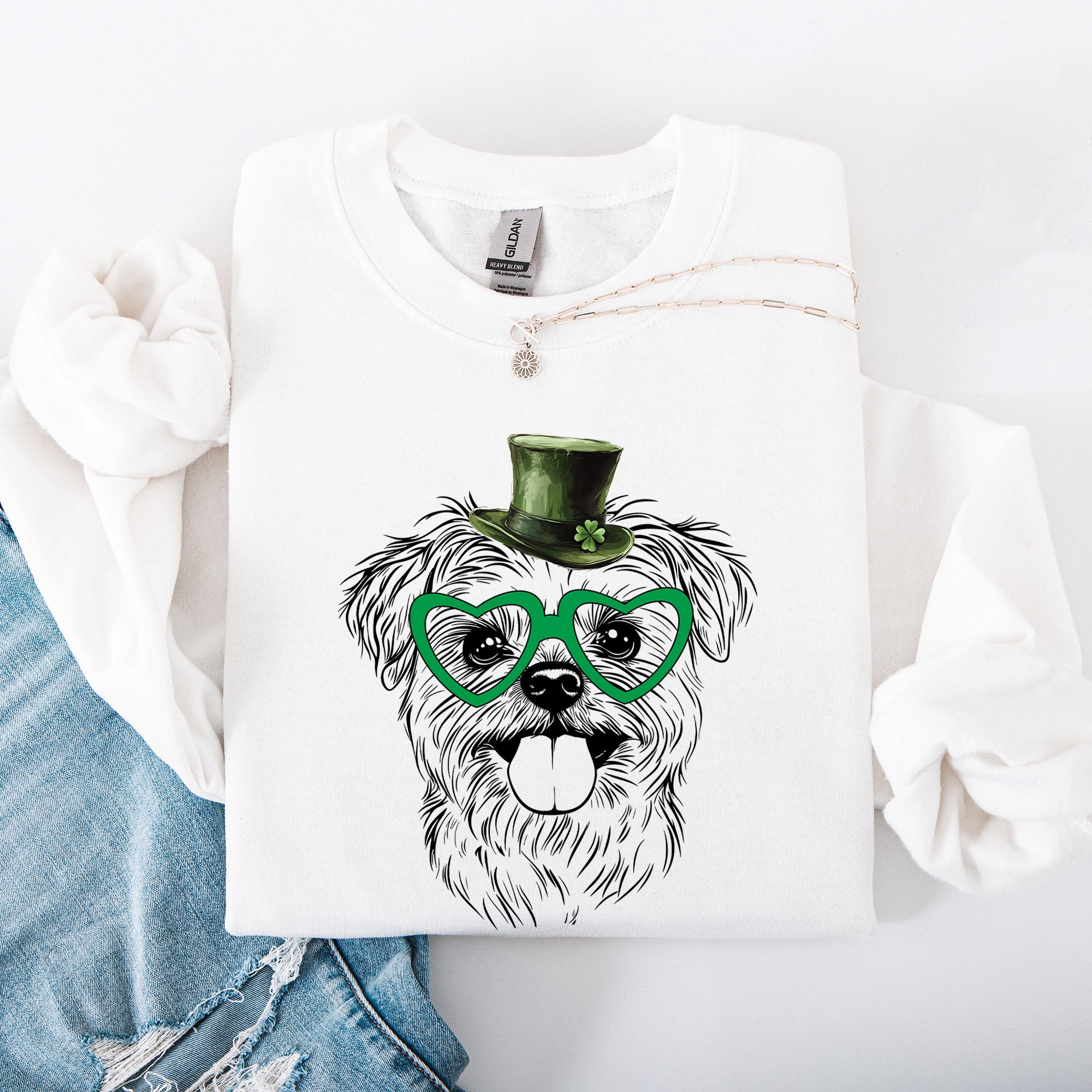 Maltese Adorable Dog St Patrick's Day Lucky Irish Celebration Design For Dog Lovers Sweatshirt