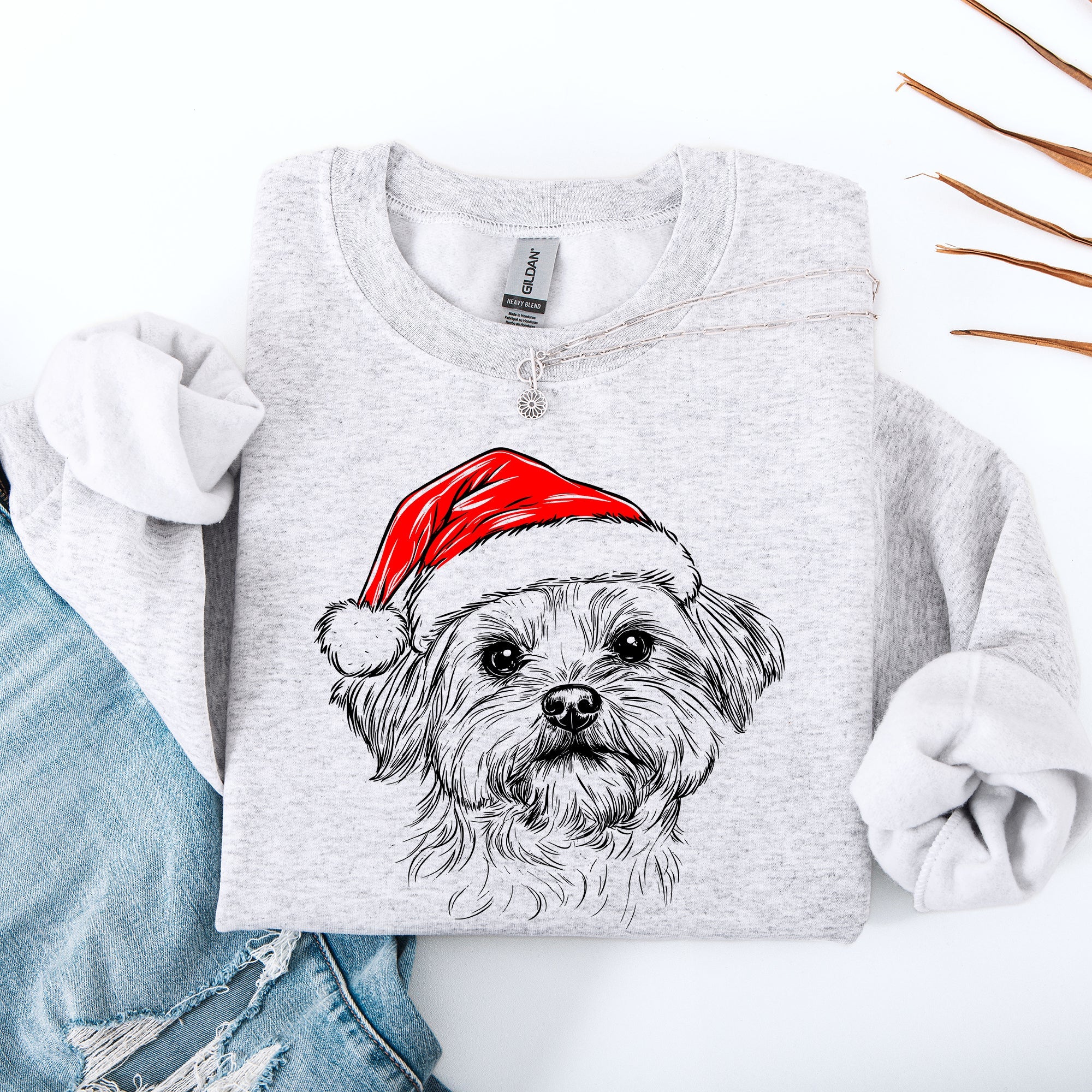 Festive Maltese Santa Claus Christmas Dog Lover Pups Holiday Joy Collection Sweatshirt