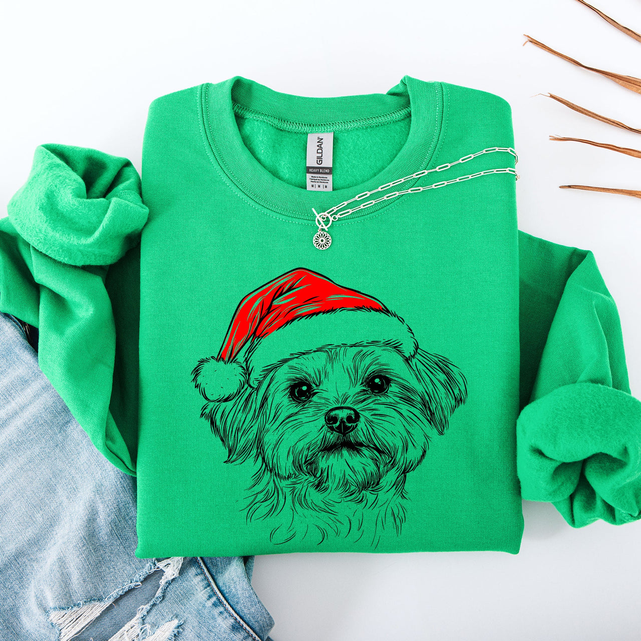 Festive Maltese Santa Claus Christmas Dog Lover Pups Holiday Joy Collection Sweatshirt