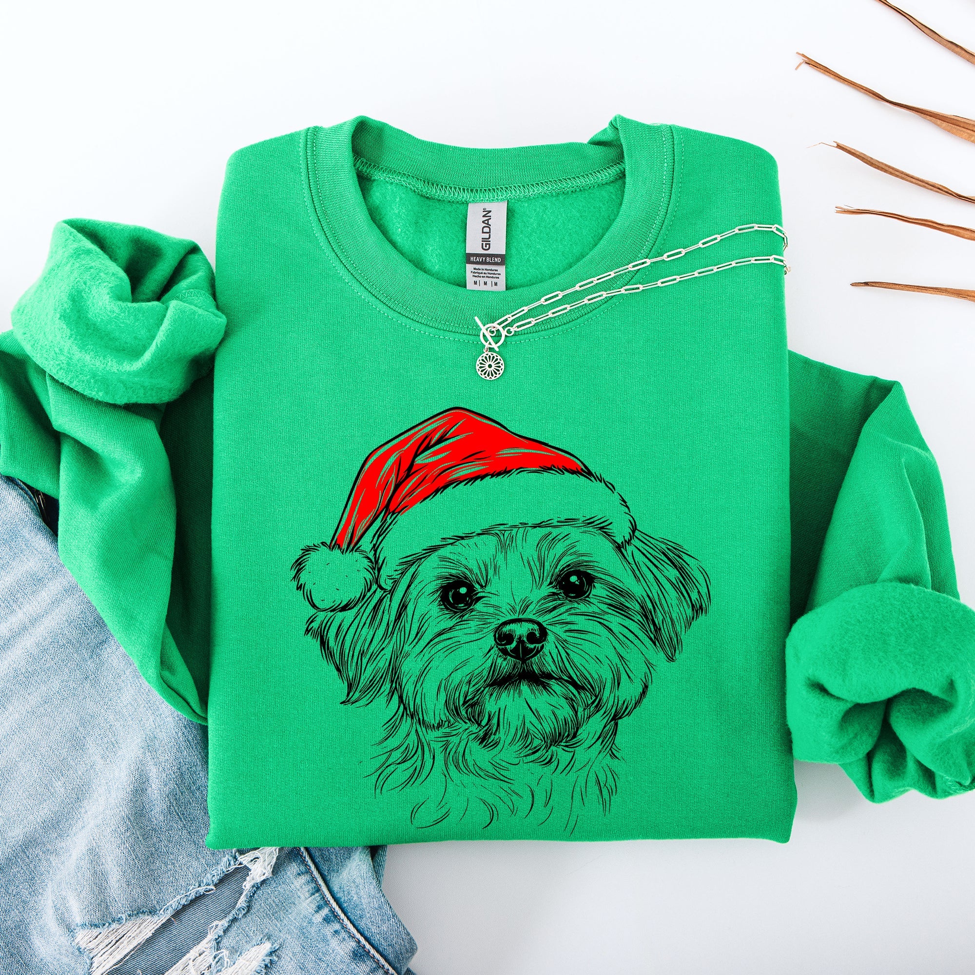 Festive Maltese Santa Claus Christmas Dog Lover Pups Holiday Joy Collection Sweatshirt