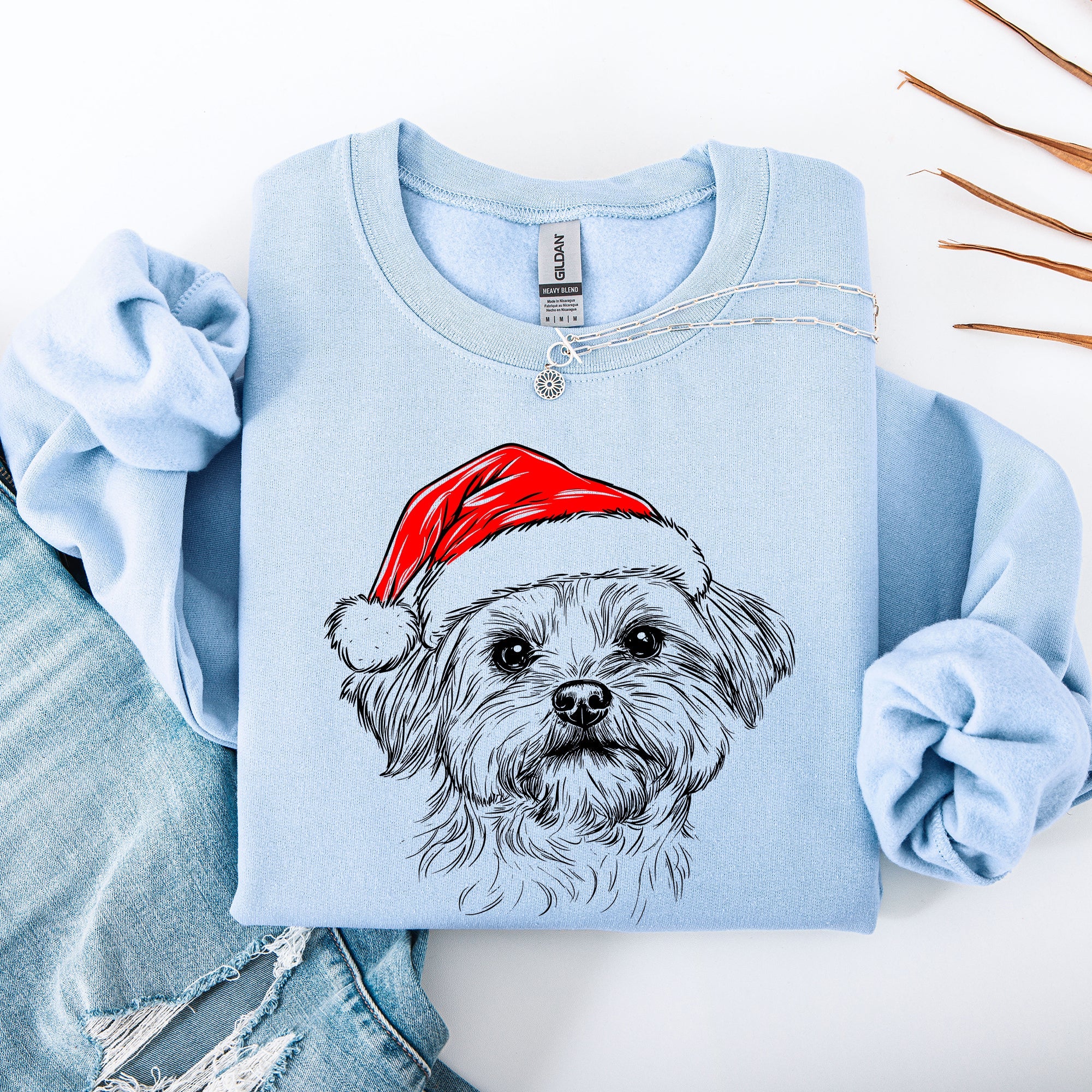 Festive Maltese Santa Claus Christmas Dog Lover Pups Holiday Joy Collection Sweatshirt