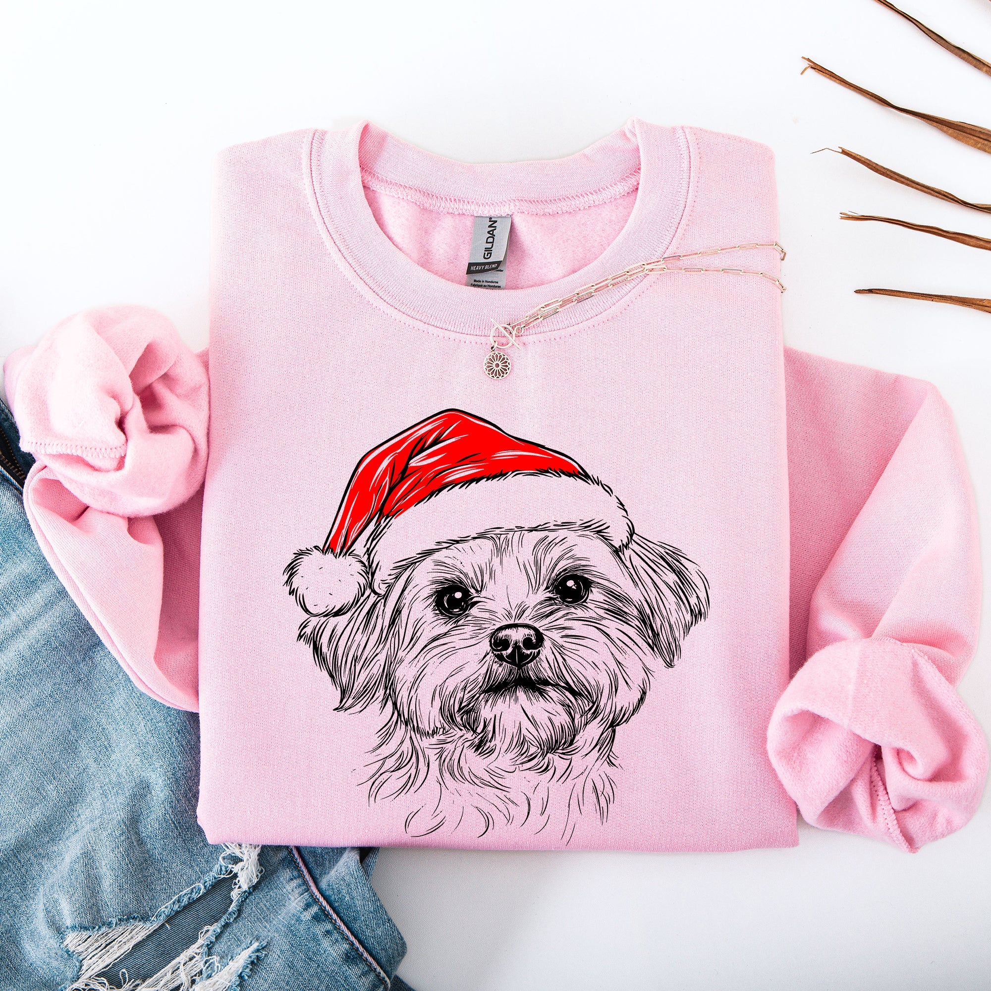 Festive Maltese Santa Claus Christmas Dog Lover Pups Holiday Joy Collection Sweatshirt