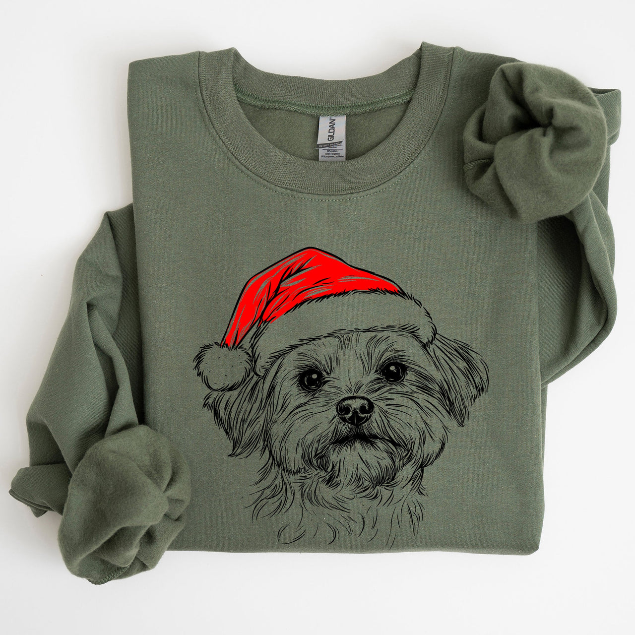 Festive Maltese Santa Claus Christmas Dog Lover Pups Holiday Joy Collection Sweatshirt