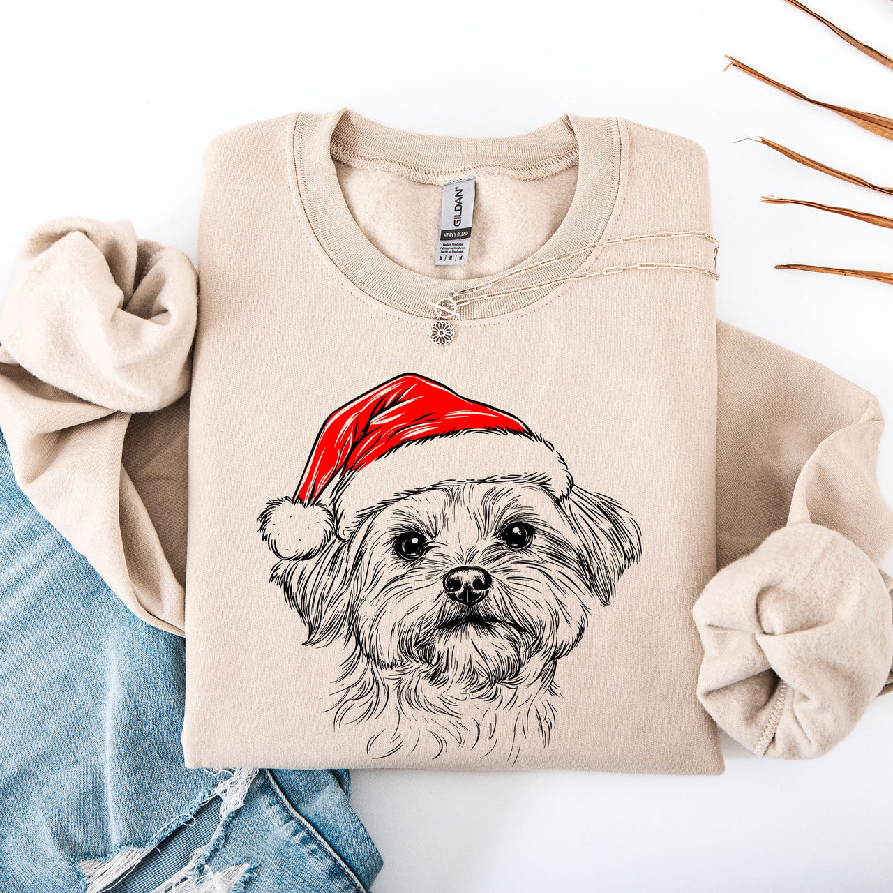 Festive Maltese Santa Claus Christmas Dog Lover Pups Holiday Joy Collection Sweatshirt