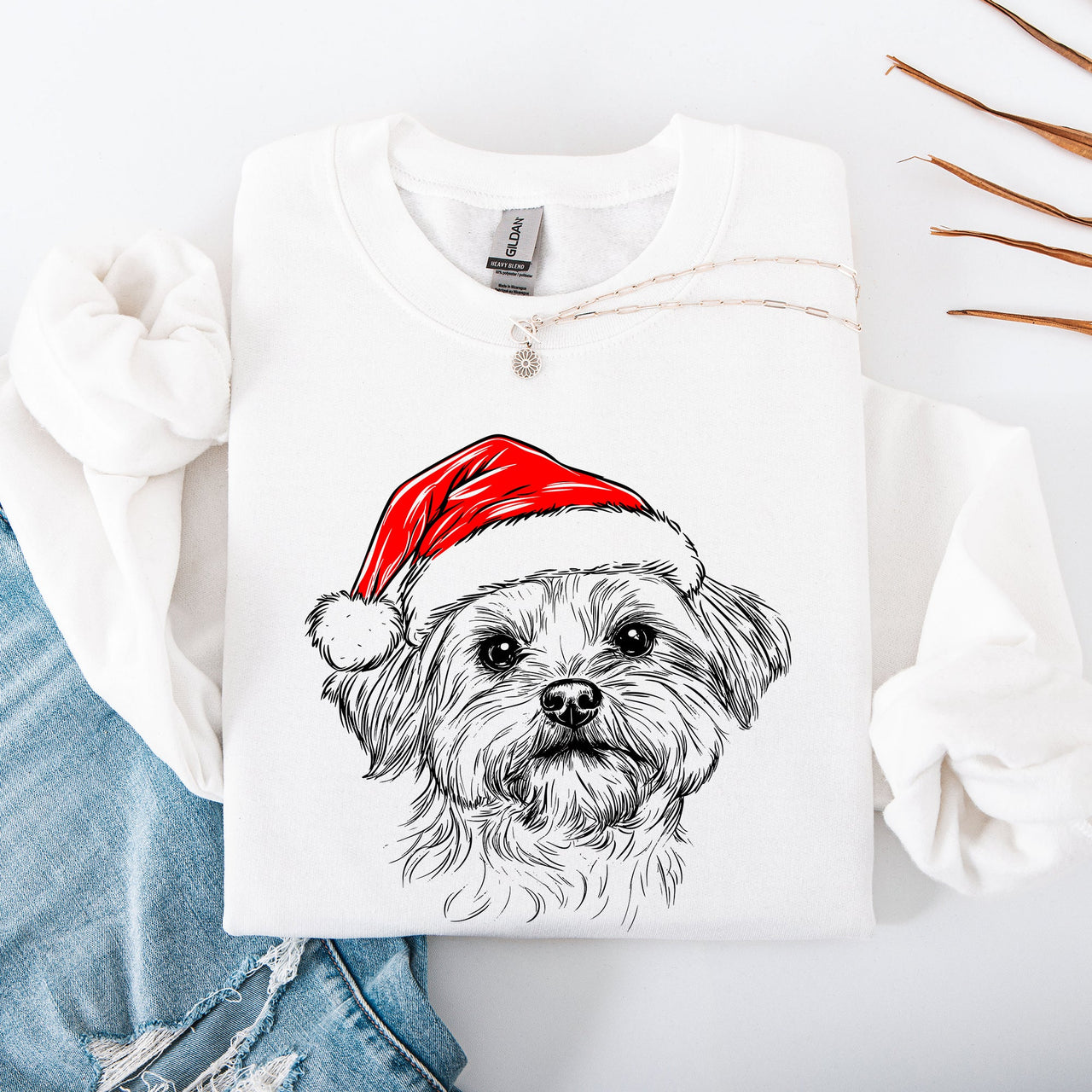 Festive Maltese Santa Claus Christmas Dog Lover Pups Holiday Joy Collection Sweatshirt