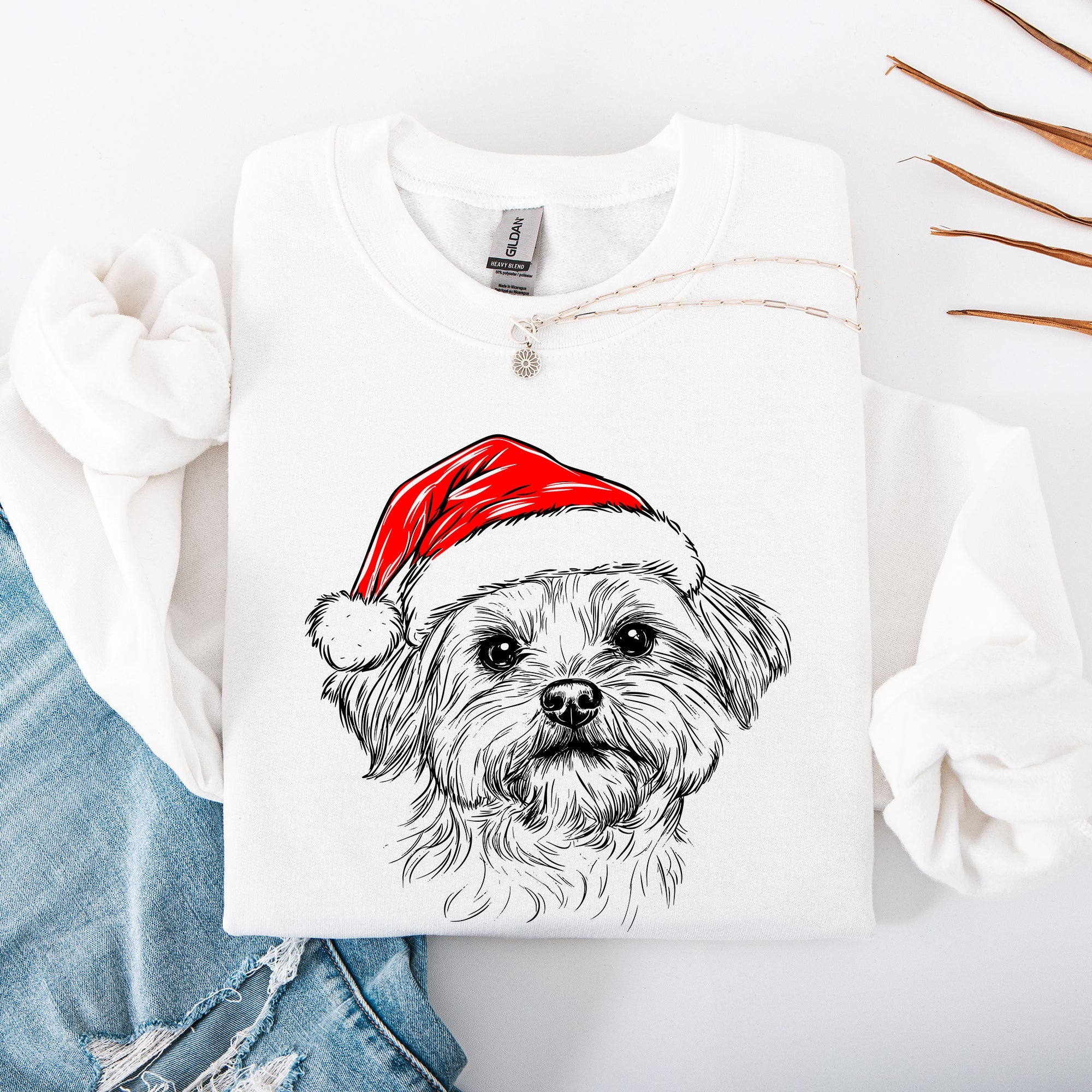 Festive Maltese Santa Claus Christmas Dog Lover Pups Holiday Joy Collection Sweatshirt