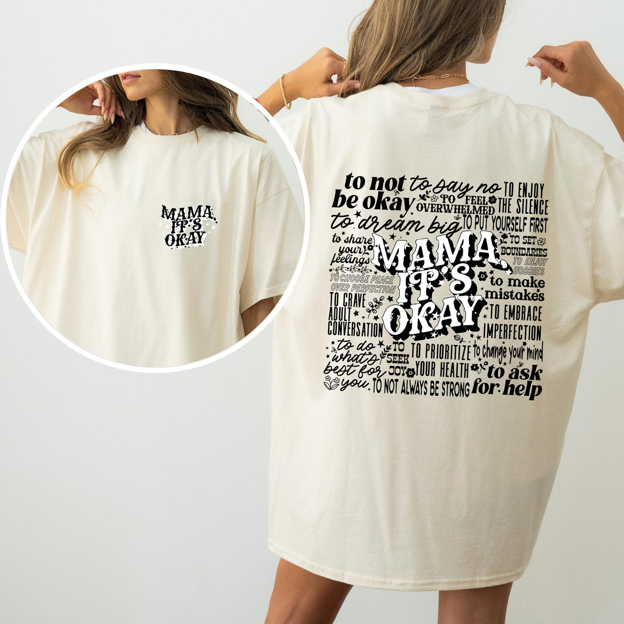 Mama It's Okay Mental Health Self Care Motherhood Mother's Day Comfort Colors Tee
