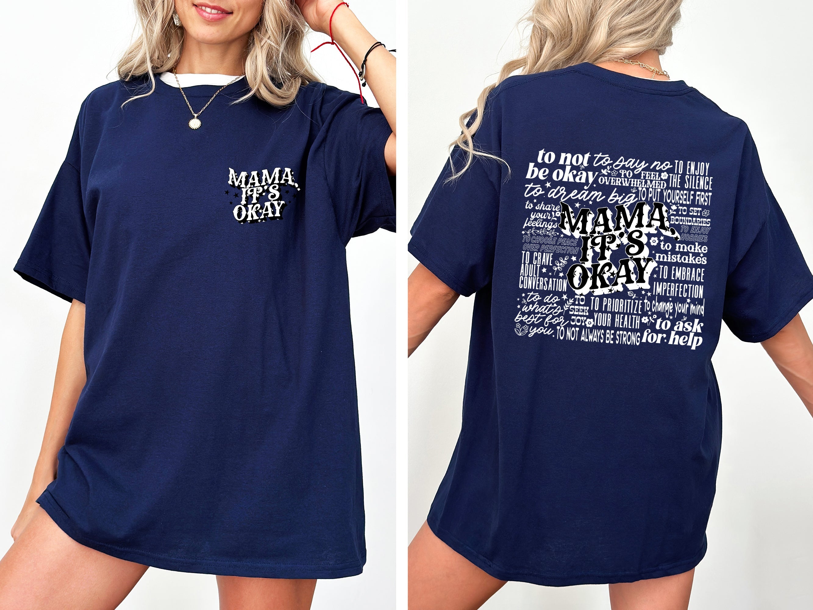 Mama It's Okay Mental Health Self Care Motherhood Mother's Day Comfort Colors Tee