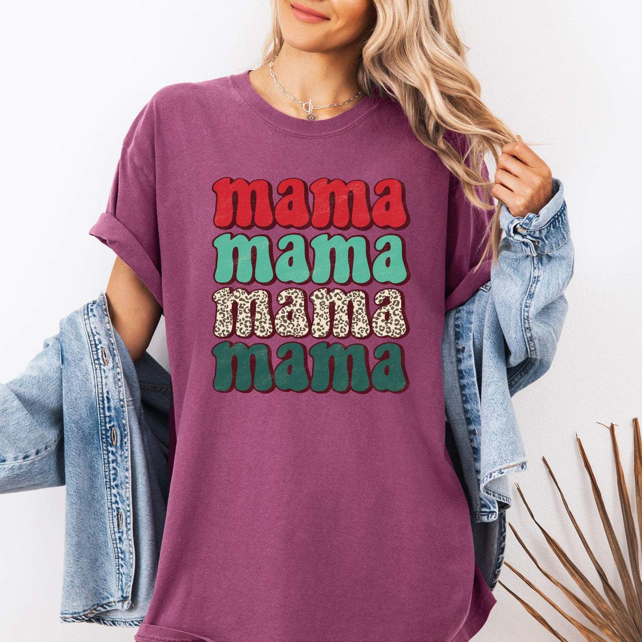 Mama Mama Mama Mama Christmas Retro Leopard Print Santa Xmas Holiday Edition Comfort Colors Tee