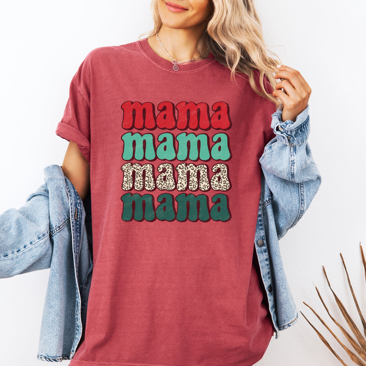 Mama Mama Mama Mama Christmas Retro Leopard Print Santa Xmas Holiday Edition Comfort Colors Tee