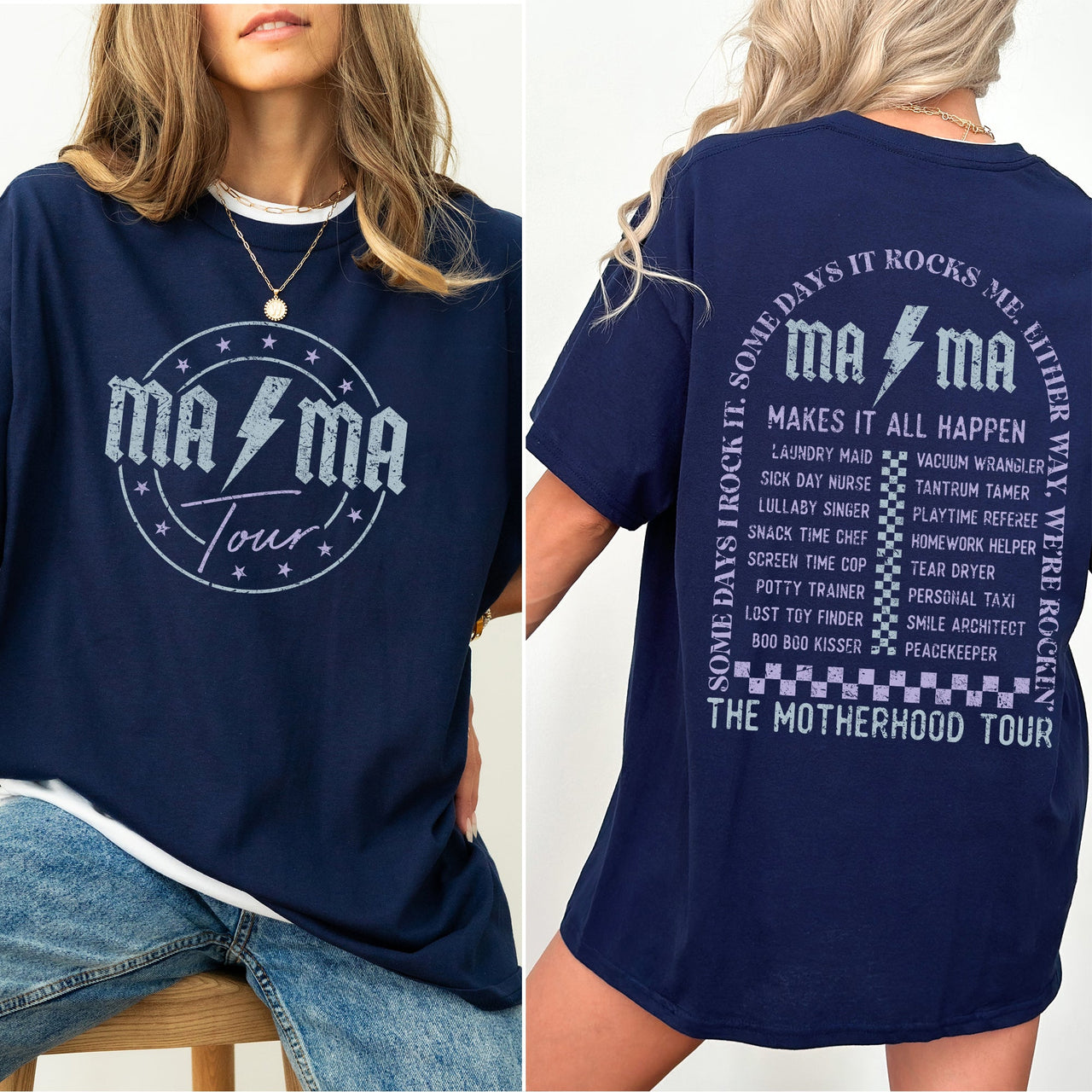 Mama Rock Tour World Tour Rock And Roll Mom Life Motherhood Theme Comfort Colors Tee