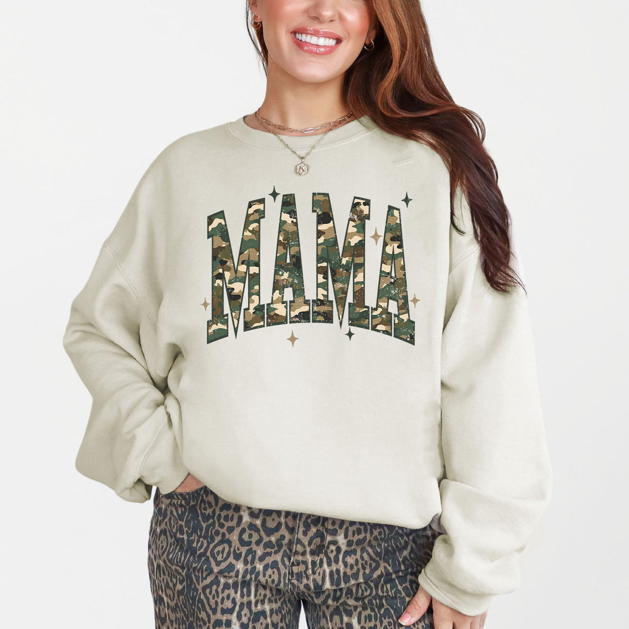 Mama Camo Stars Camouflage Hunting Retro Outdoor Mother's Day Edition Sweatshirt