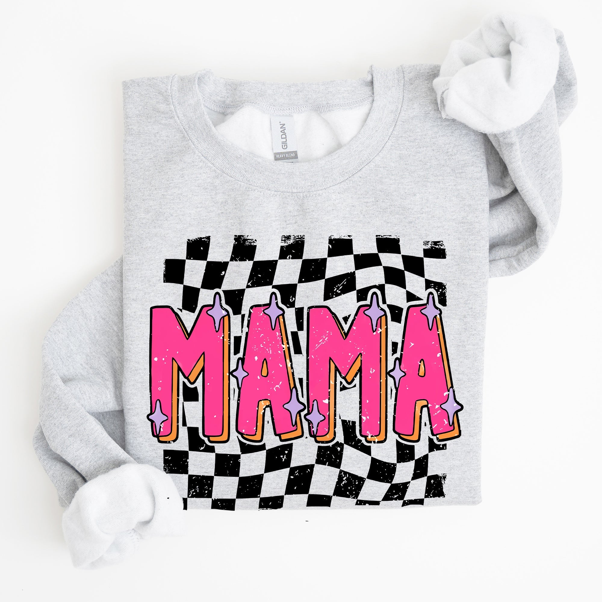 Mama, Checkered, Vibrant, Retro, Vintage Sweatshirt