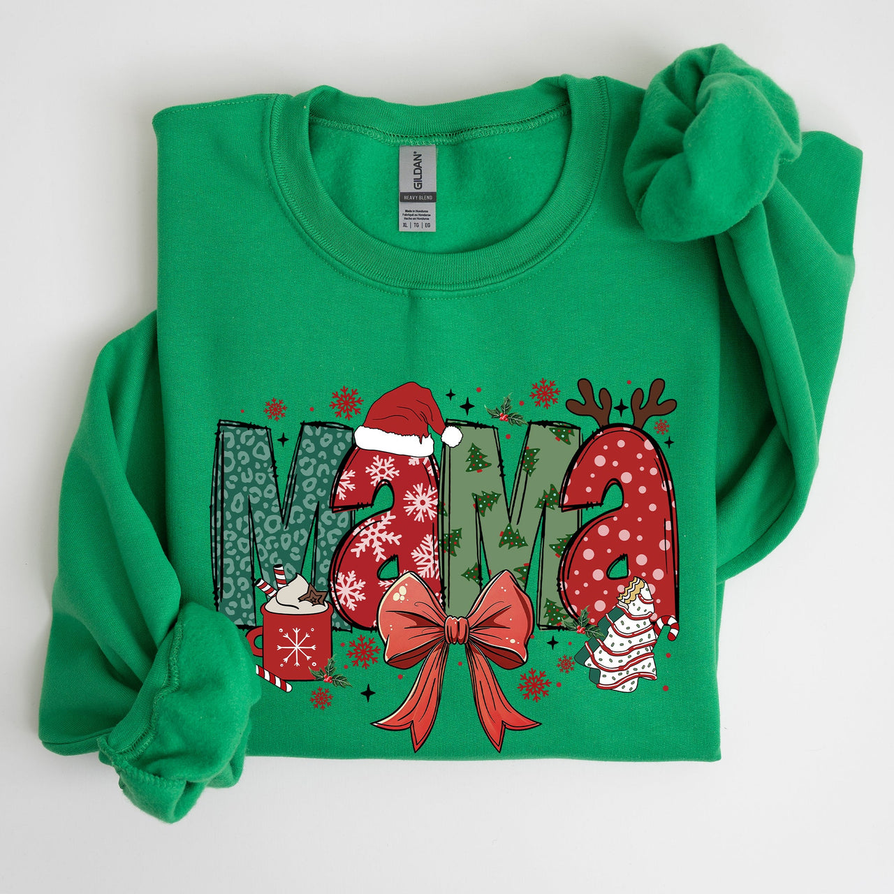Mama Christmas Fun Reindeer Hot Chocolate Cake Holiday Edition Cozy Festive Sweatshirt
