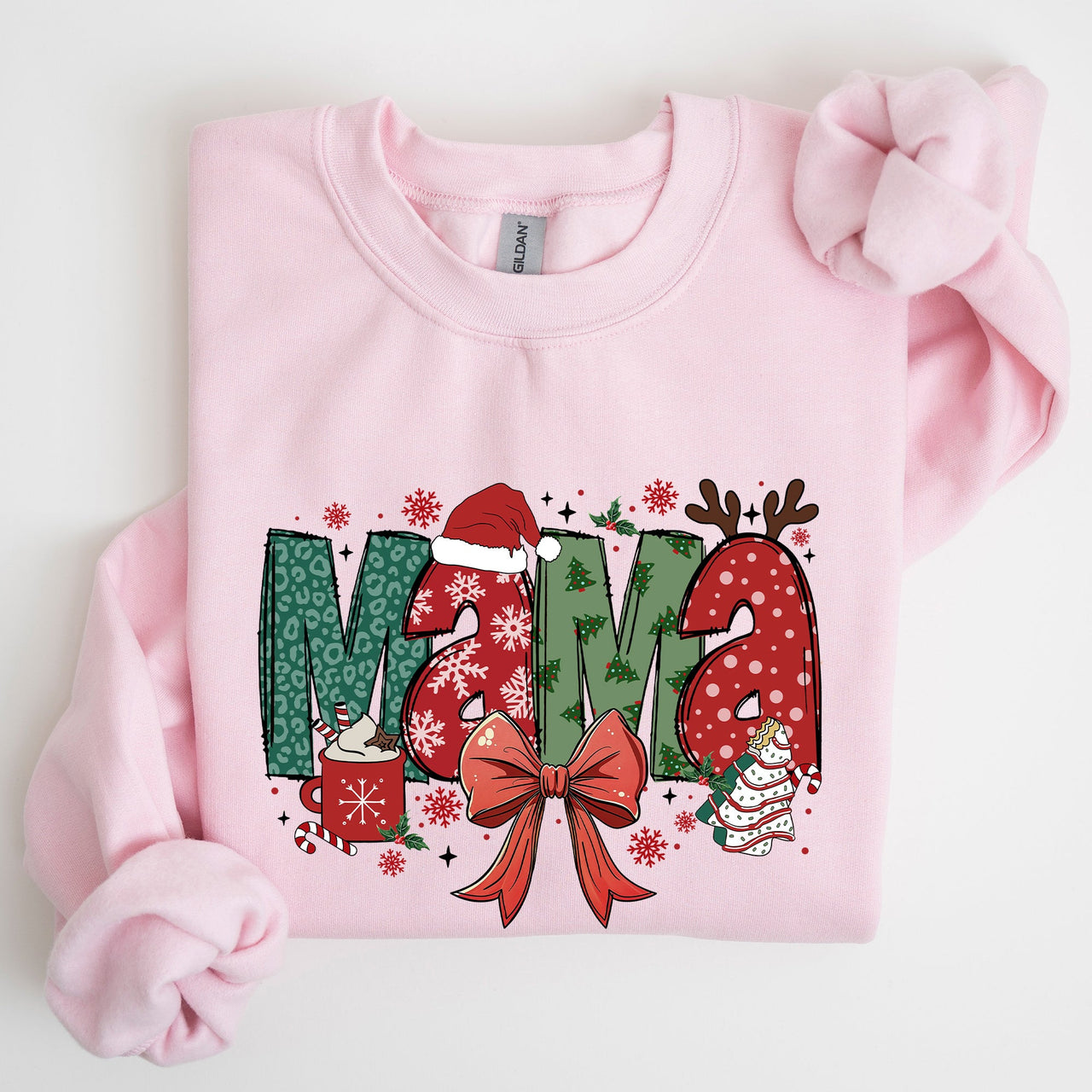 Mama Christmas Fun Reindeer Hot Chocolate Cake Holiday Edition Cozy Festive Sweatshirt