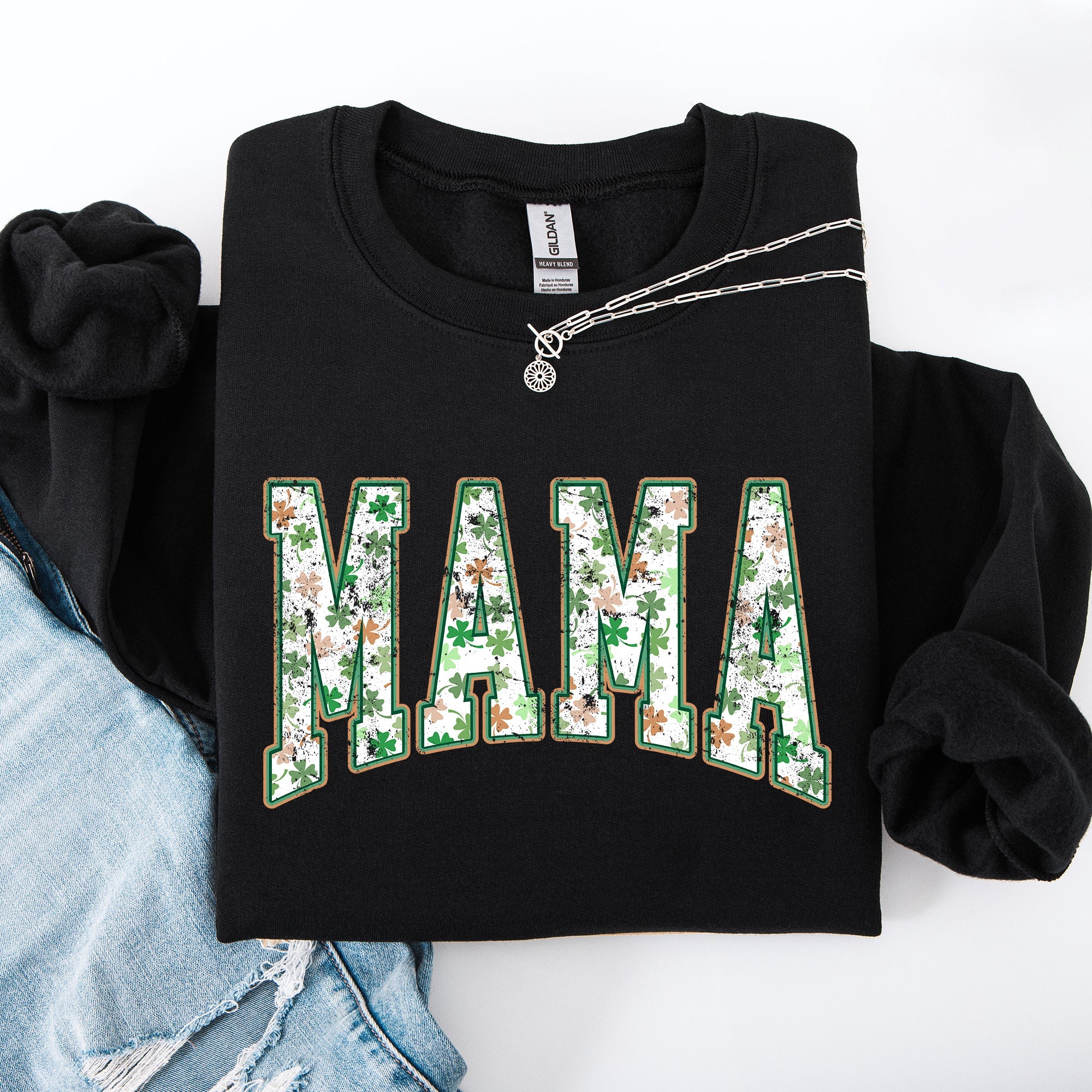 Mama Colorful Shamrocks St Patrick's Day Leprechaun Clover Lucky Celebration Sweatshirt