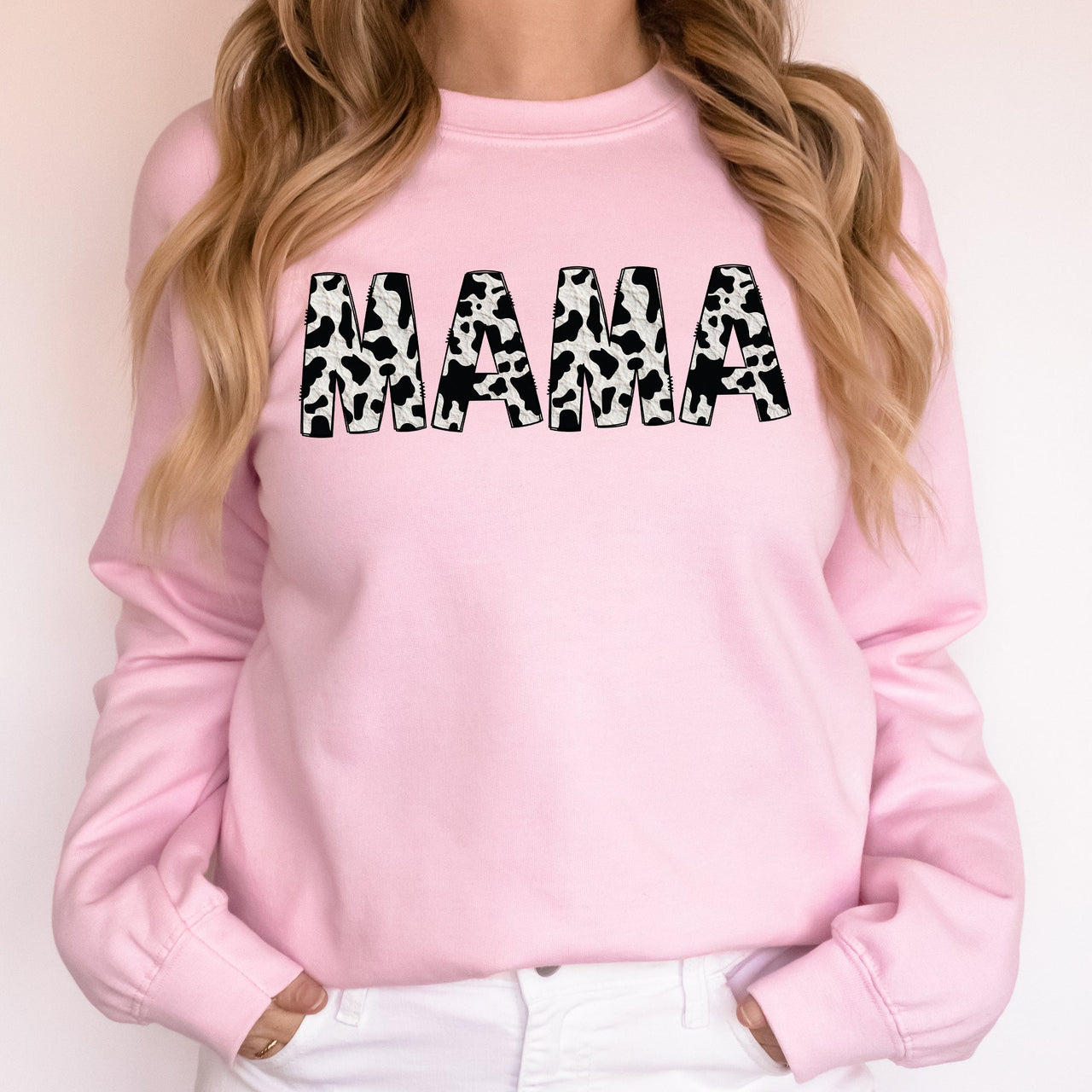 Mama Cow Print Cozy Animal Pattern Mother's Day Celebration Edition Deluxe Sweatshirt