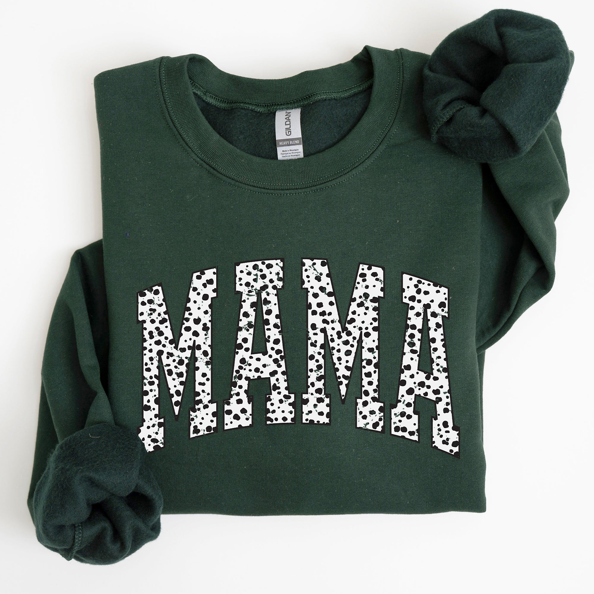 Mama Dalmatian Print Varsity Retro Vintage Bold Graphic Statement Cozy Everyday Wear Sweatshirt