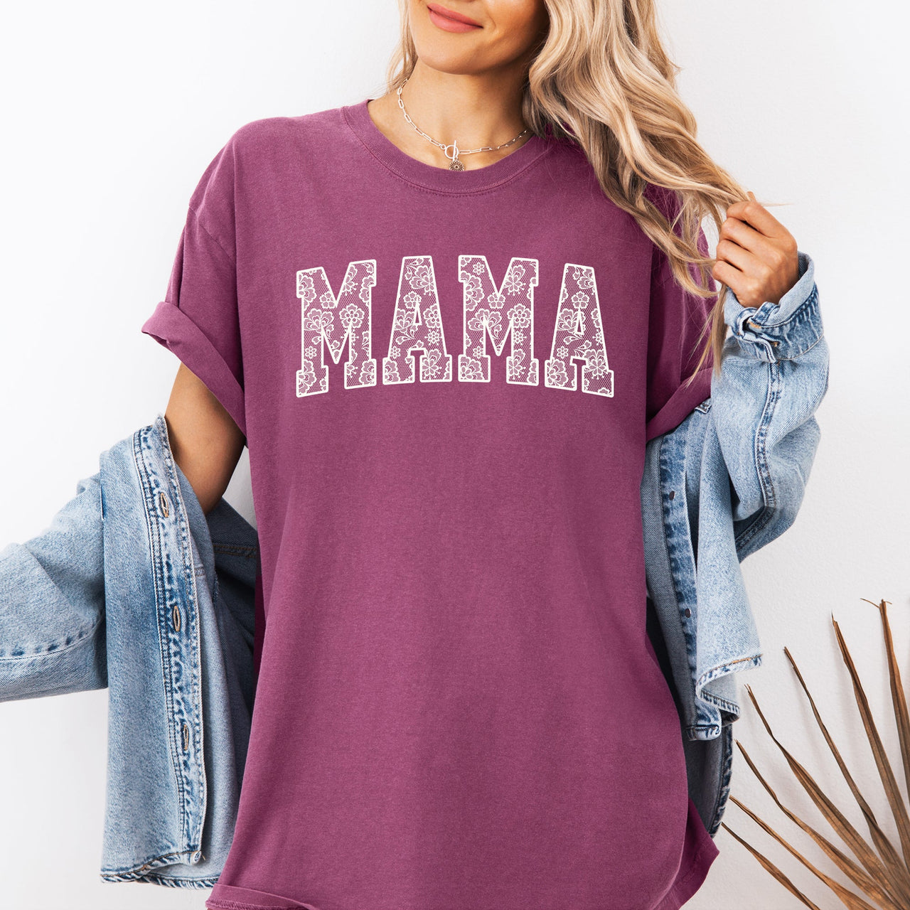Mama Faux Lace Coquette Varsity Mother's Day Collection Edition Comfort Colors Tee