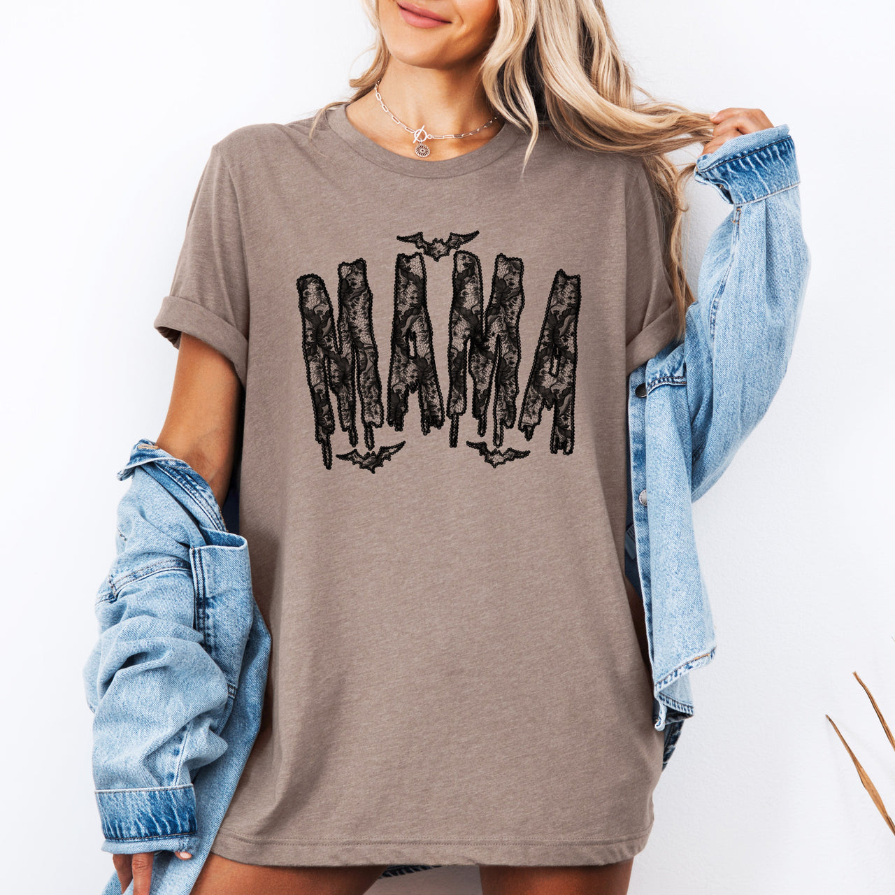 Mama Faux Lace Halloween Coquette Vintage Goth Glam Dark Romance Midnight Boudoir Couture Graphic Tee