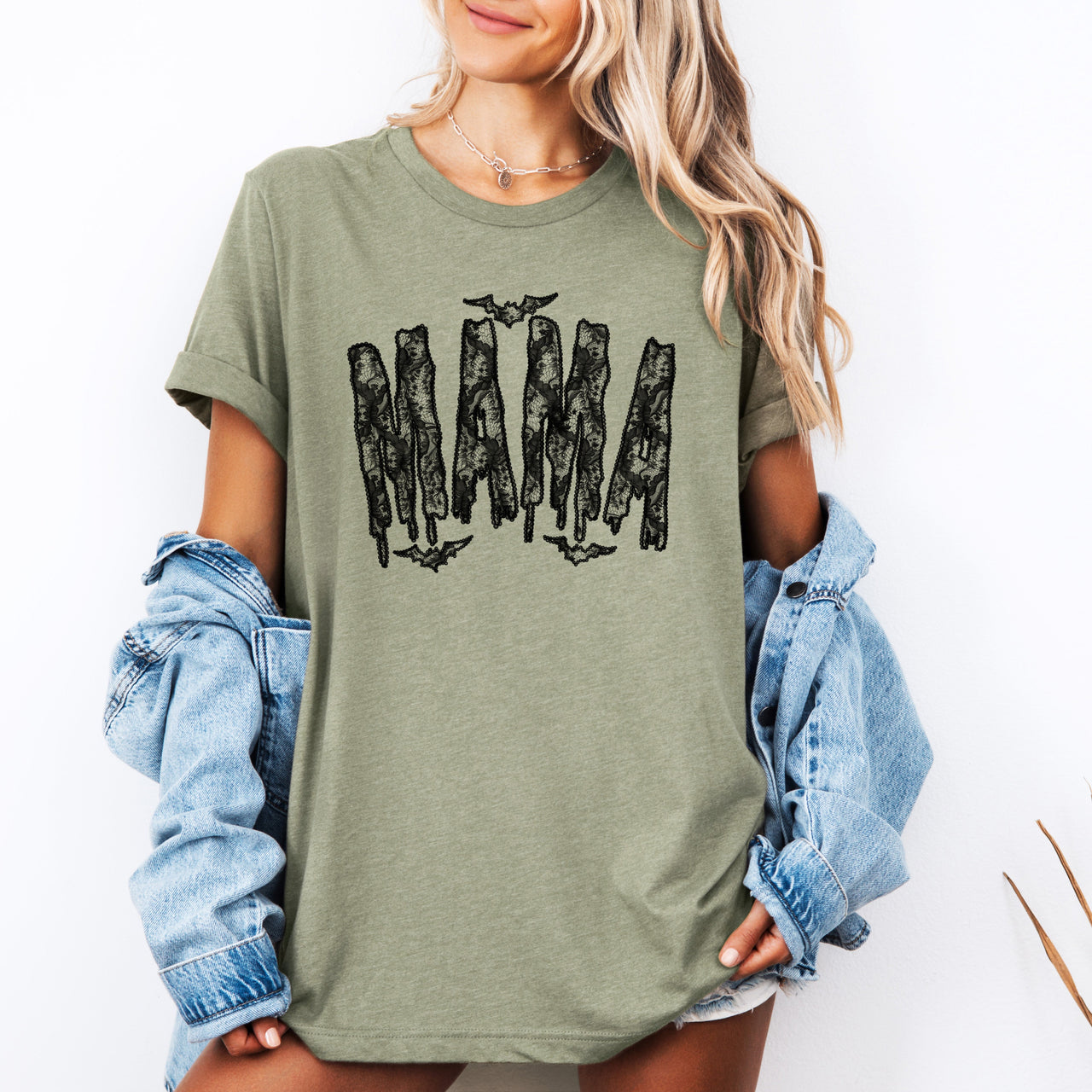 Mama Faux Lace Halloween Coquette Vintage Goth Glam Dark Romance Midnight Boudoir Couture Graphic Tee