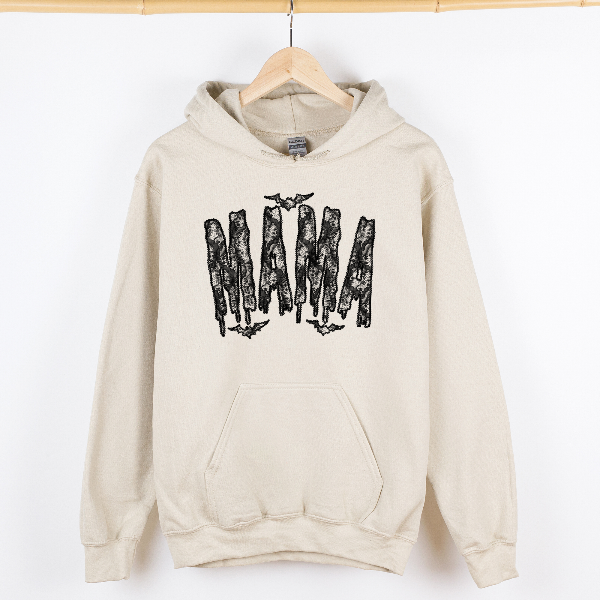 Shimmering Ghost Mama Faux Lace Halloween Coquette Vintage Iridescent Graphic Hoodie