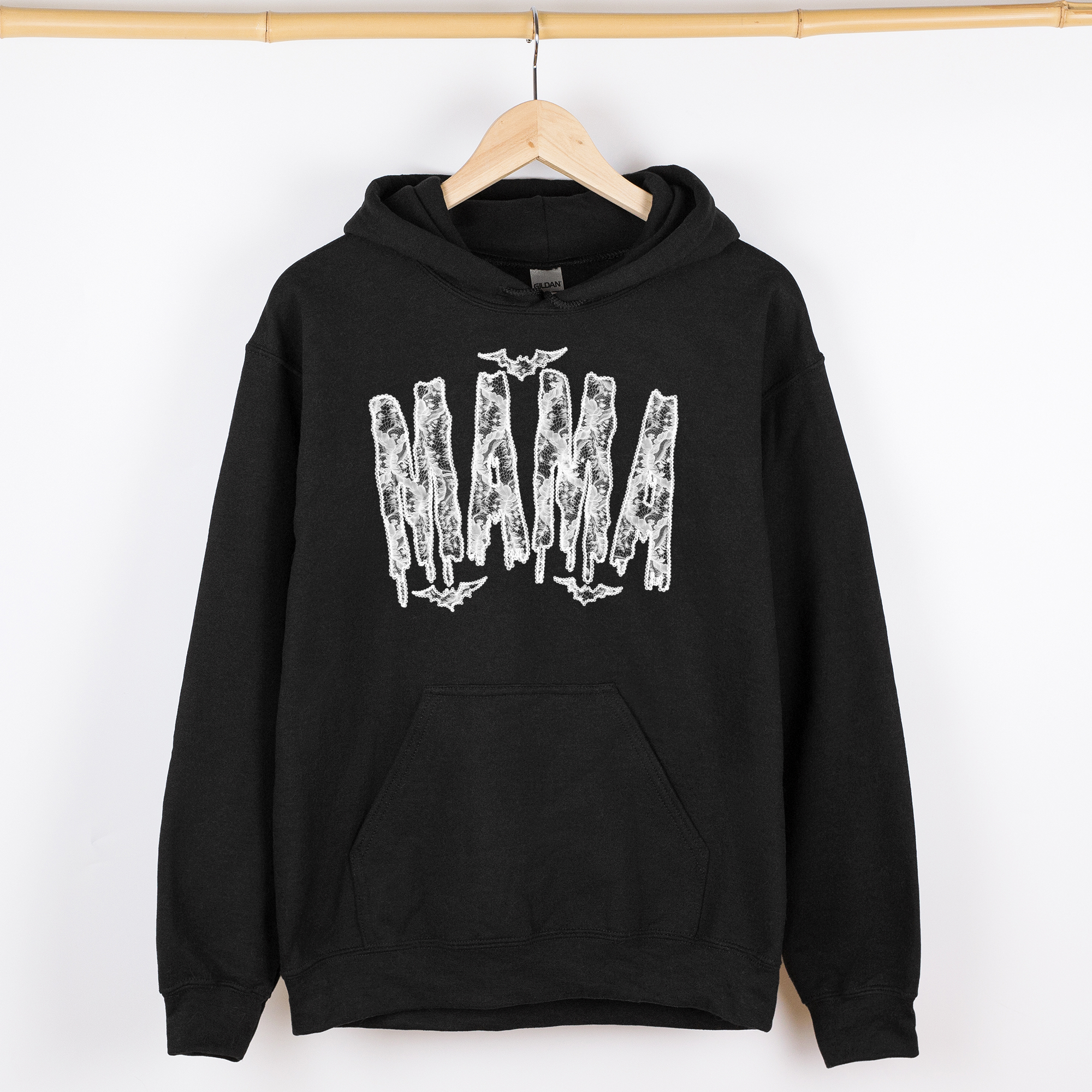 Shimmering Ghost Mama Faux Lace Halloween Coquette Vintage Iridescent Graphic Hoodie