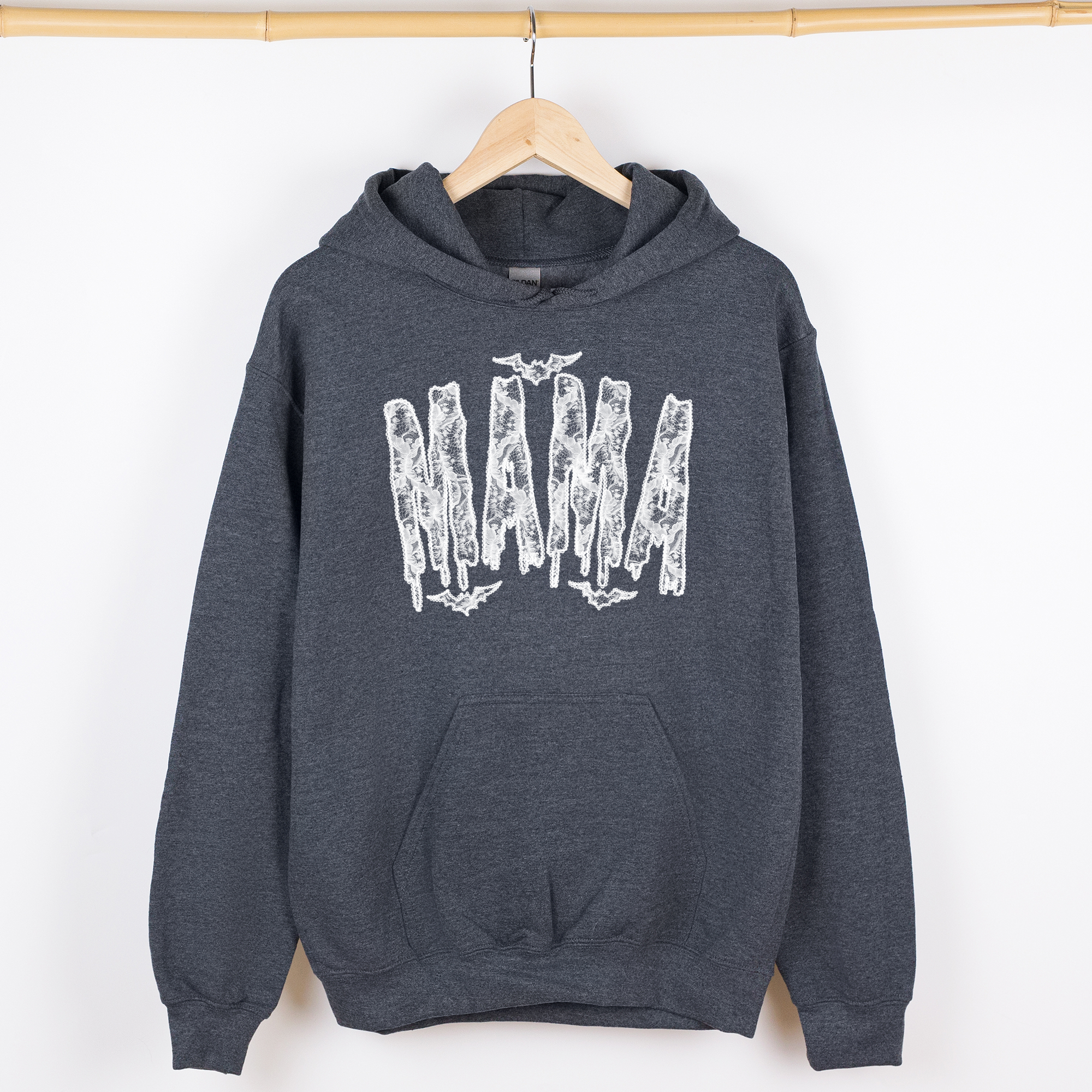 Shimmering Ghost Mama Faux Lace Halloween Coquette Vintage Iridescent Graphic Hoodie