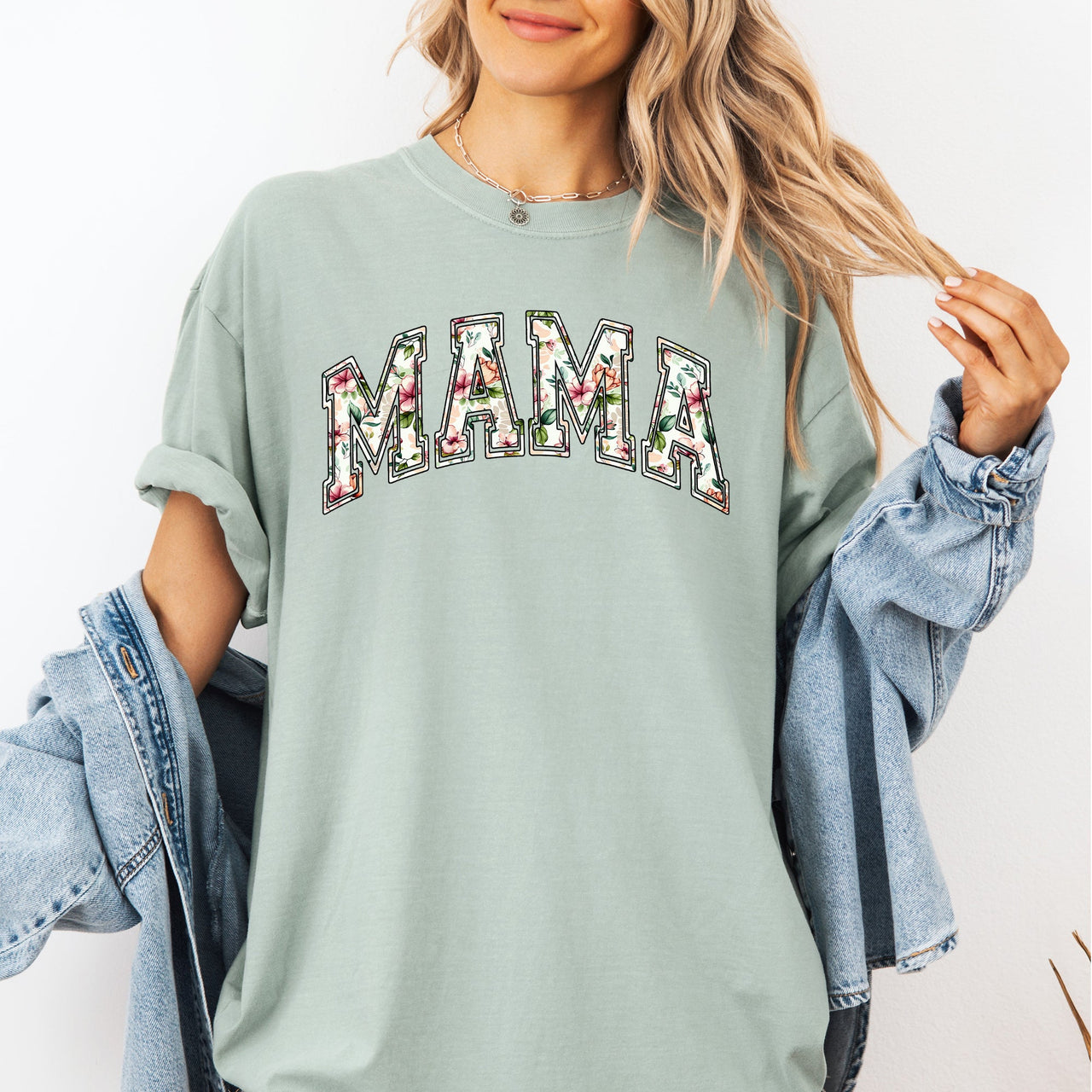 Mama Floral Chinoiserie Coquette Varsity Mother's Day Timeless Script Comfort Colors Tee