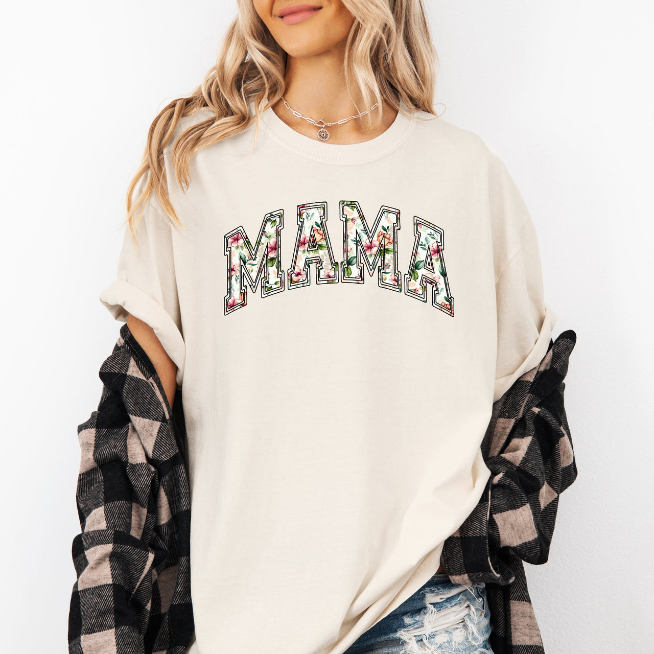 Mama Floral Chinoiserie Coquette Varsity Mother's Day Timeless Script Comfort Colors Tee