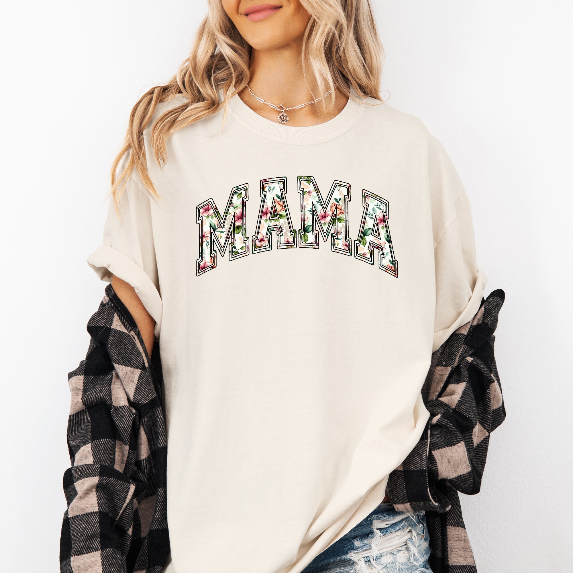 Mama Floral Chinoiserie Coquette Varsity Mother's Day Timeless Script Comfort Colors Tee